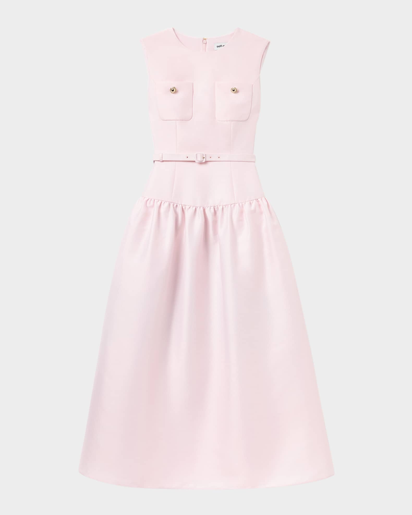 Belted Taffeta Midi Dress 0