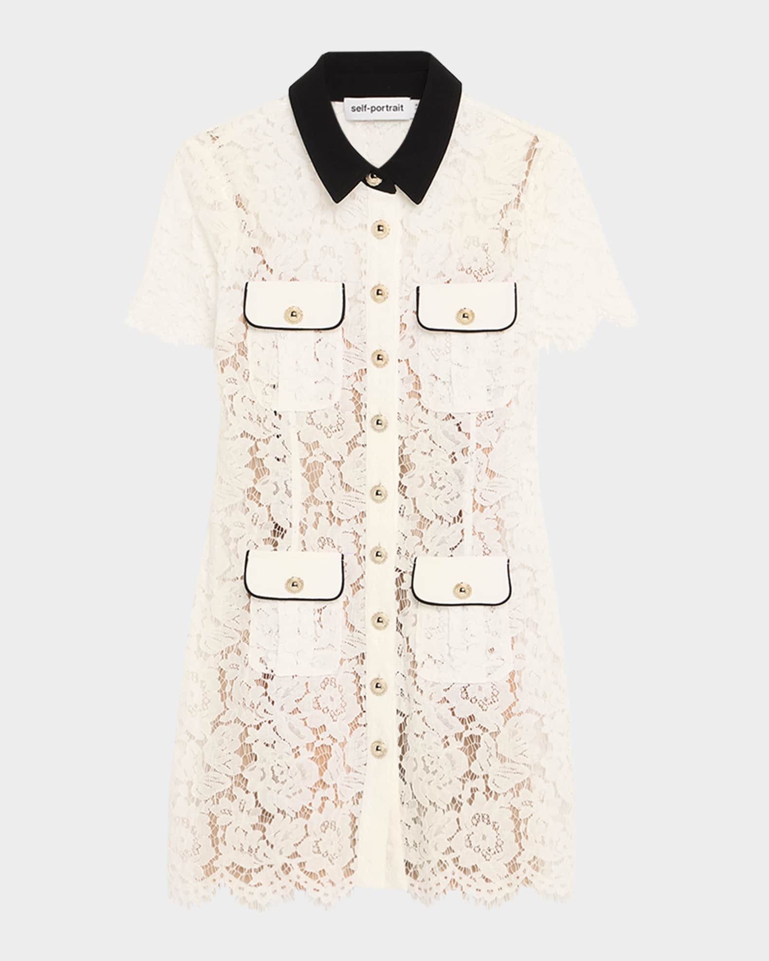 Floral Lace Mini Shirtdress 0