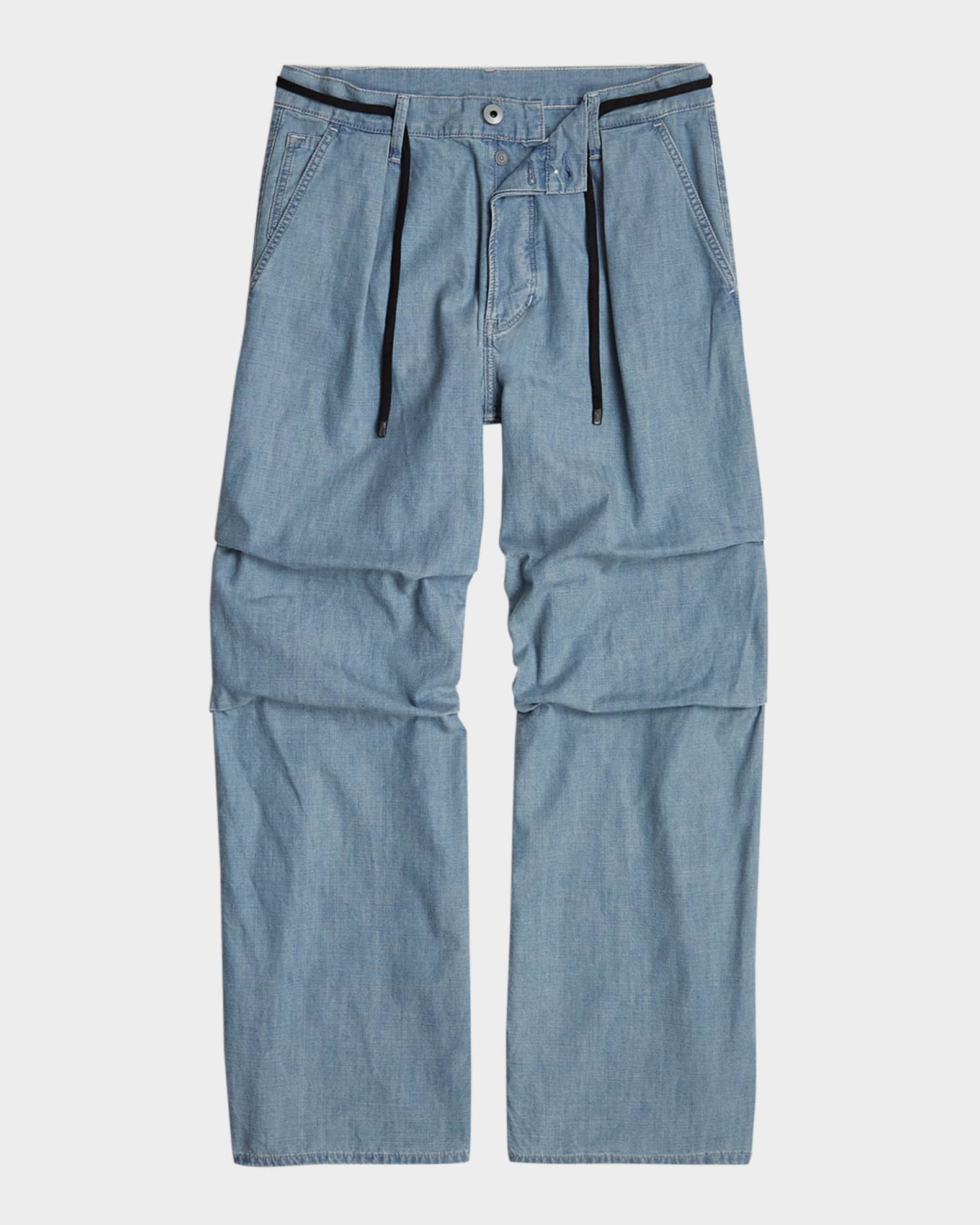 Men's Pleated 3D Denim Pants 0