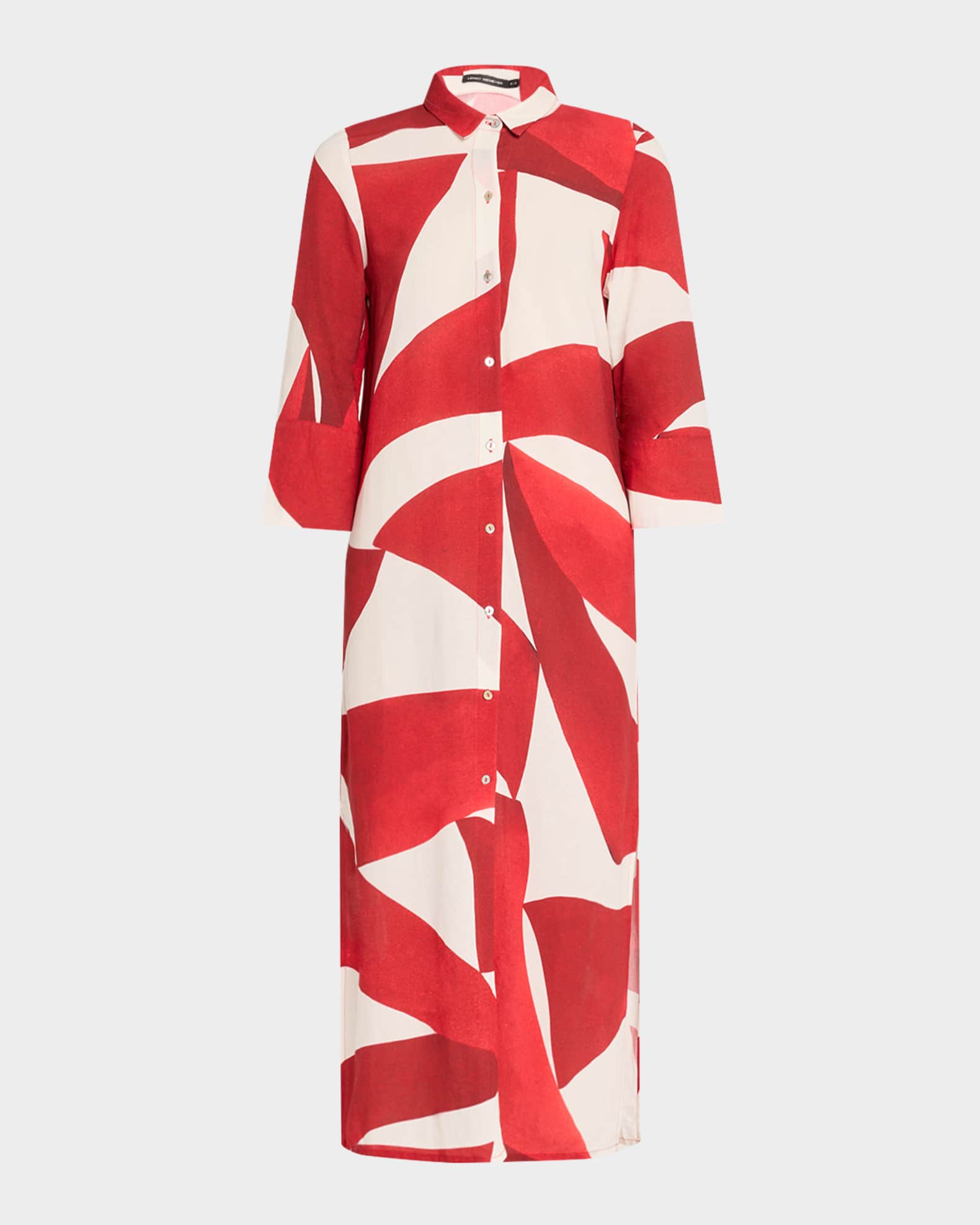 Geometric Side Slit Maxi Shirtdress 0