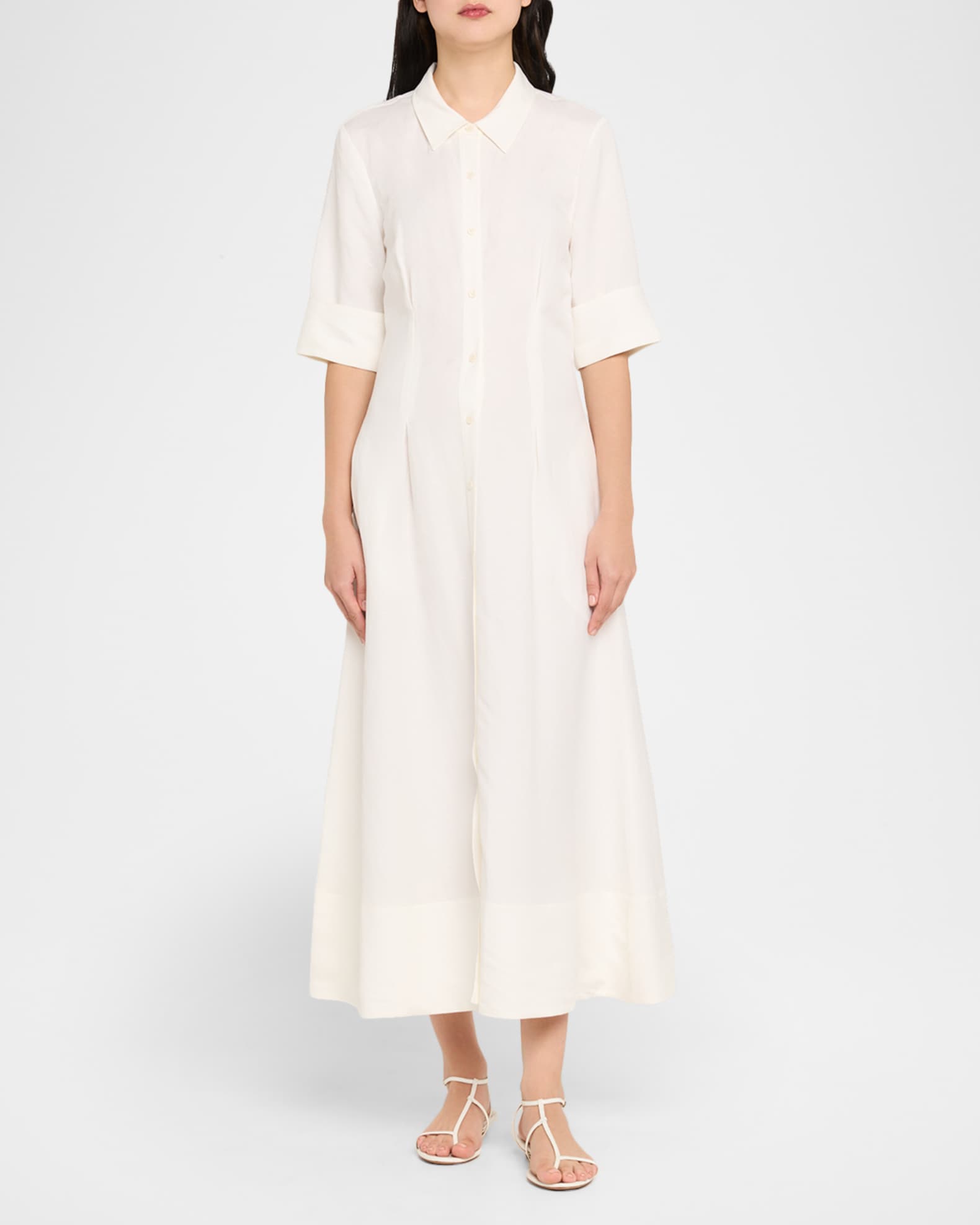 Claudine Linen-Blend Midi Shirtdress 1
