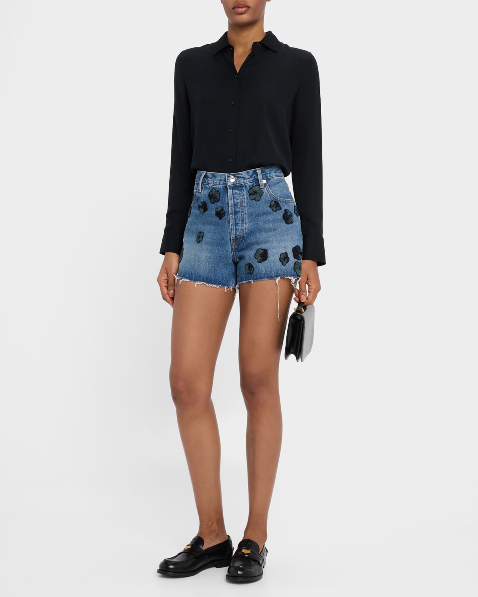 The Hang Embellished Denim Shorts 1