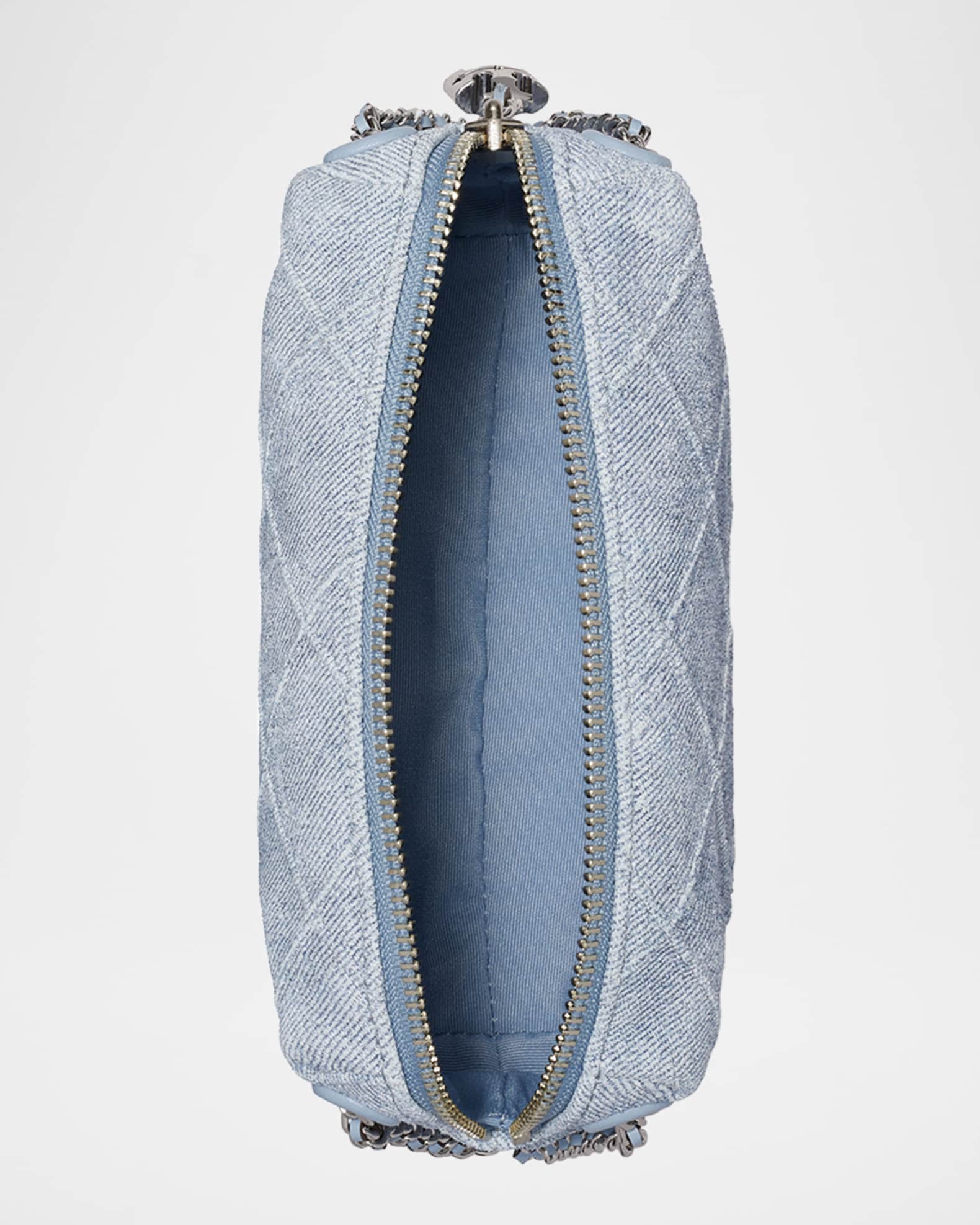 Tory Burch Fleming Denim-Print Suede Crossbody Bag | Neiman