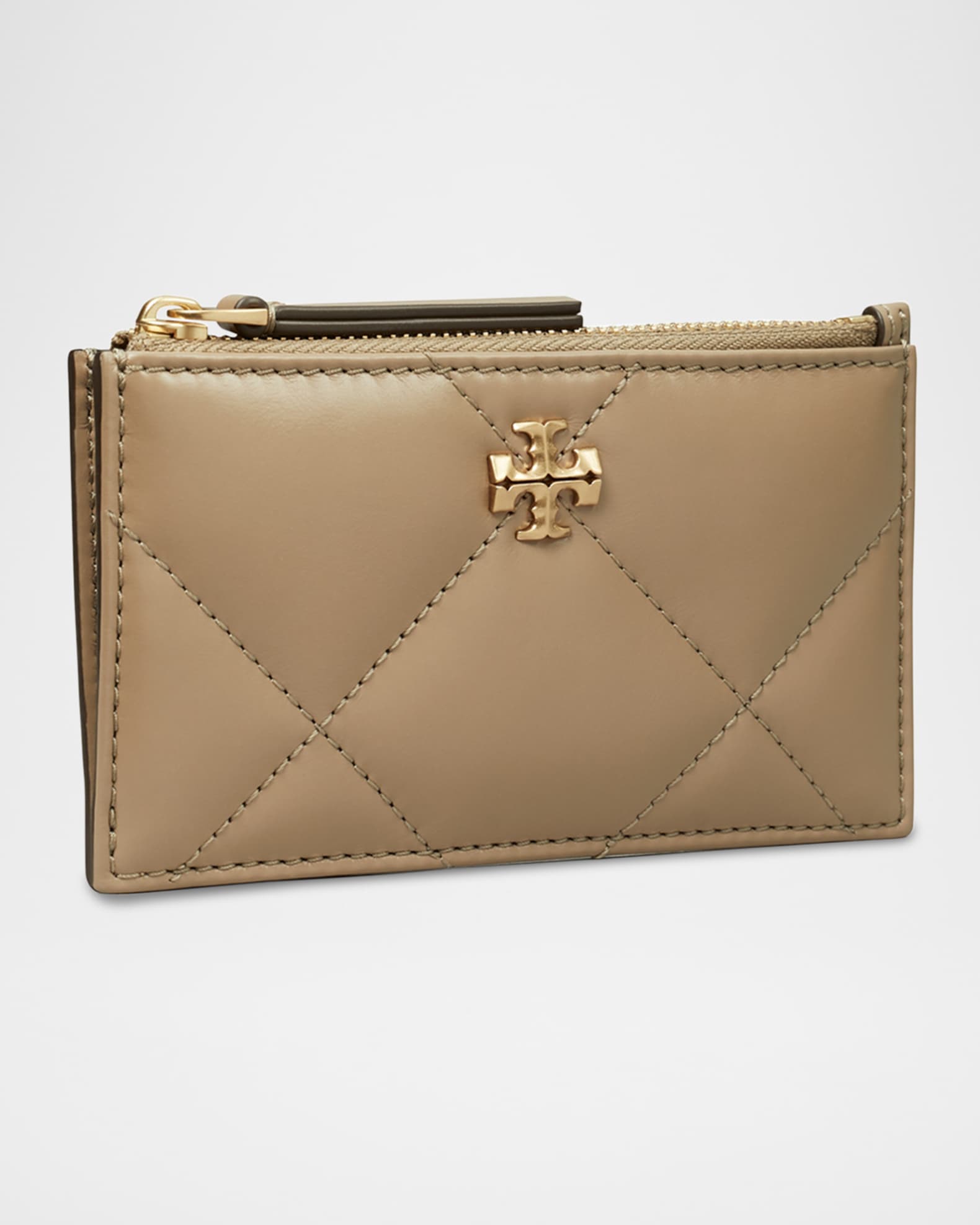 Kira Diamond Quilted Leather Zip Card Case 1