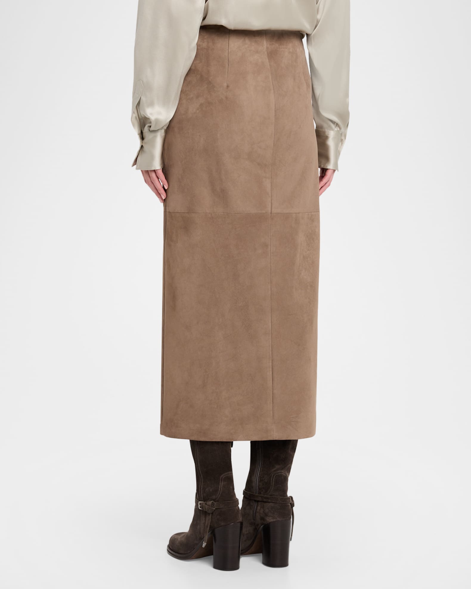 Brunello Cucinelli Suede Pencil Skirt | Neiman Marcus