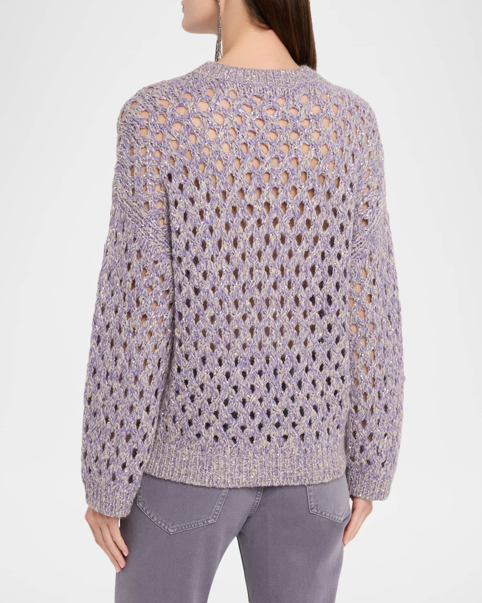 Brunello Cucinelli Sparkling Cashmere Mohair Crewneck Sweater