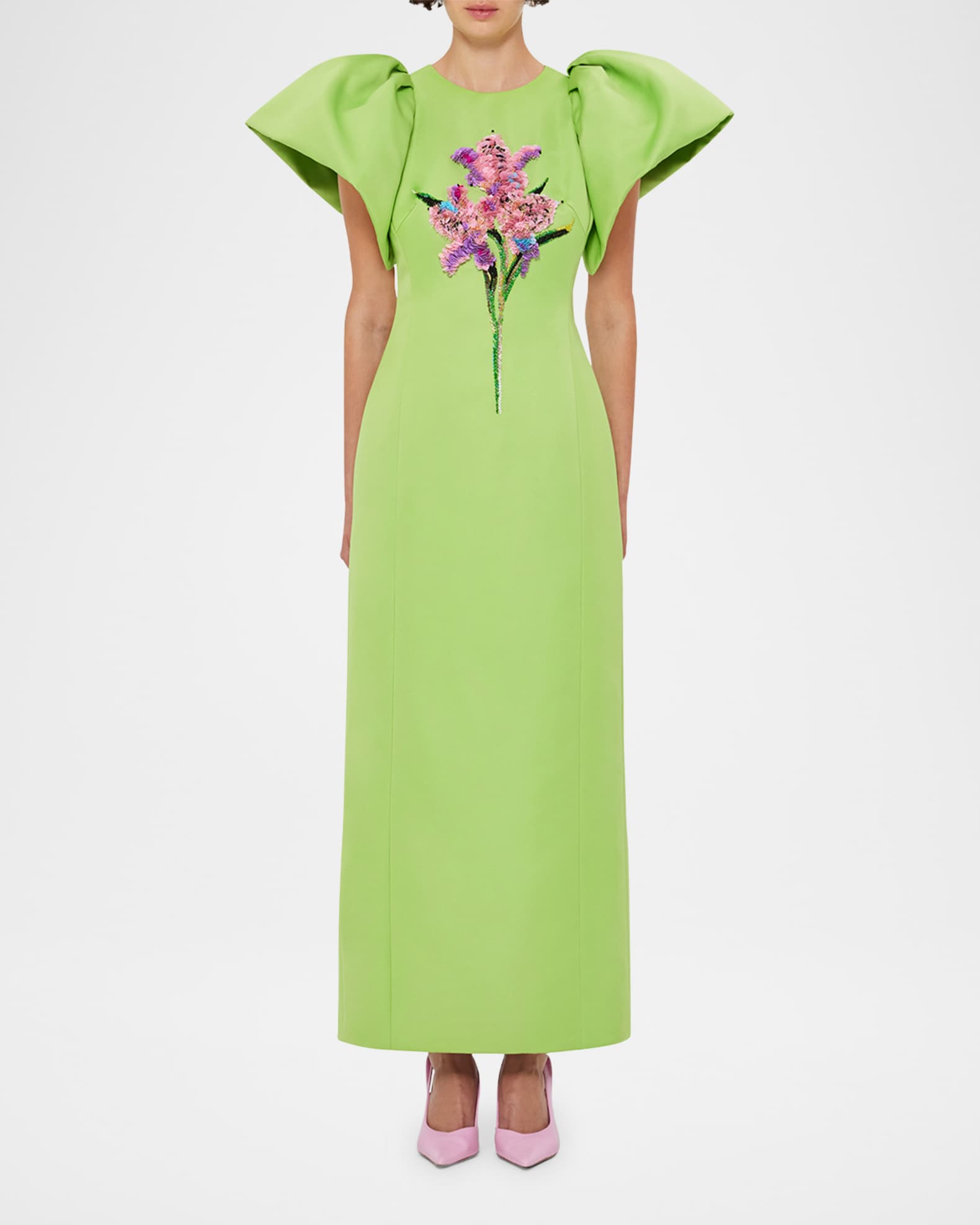 Lucinda Floral Sequin Puff-Sleeve Maxi Dress 1