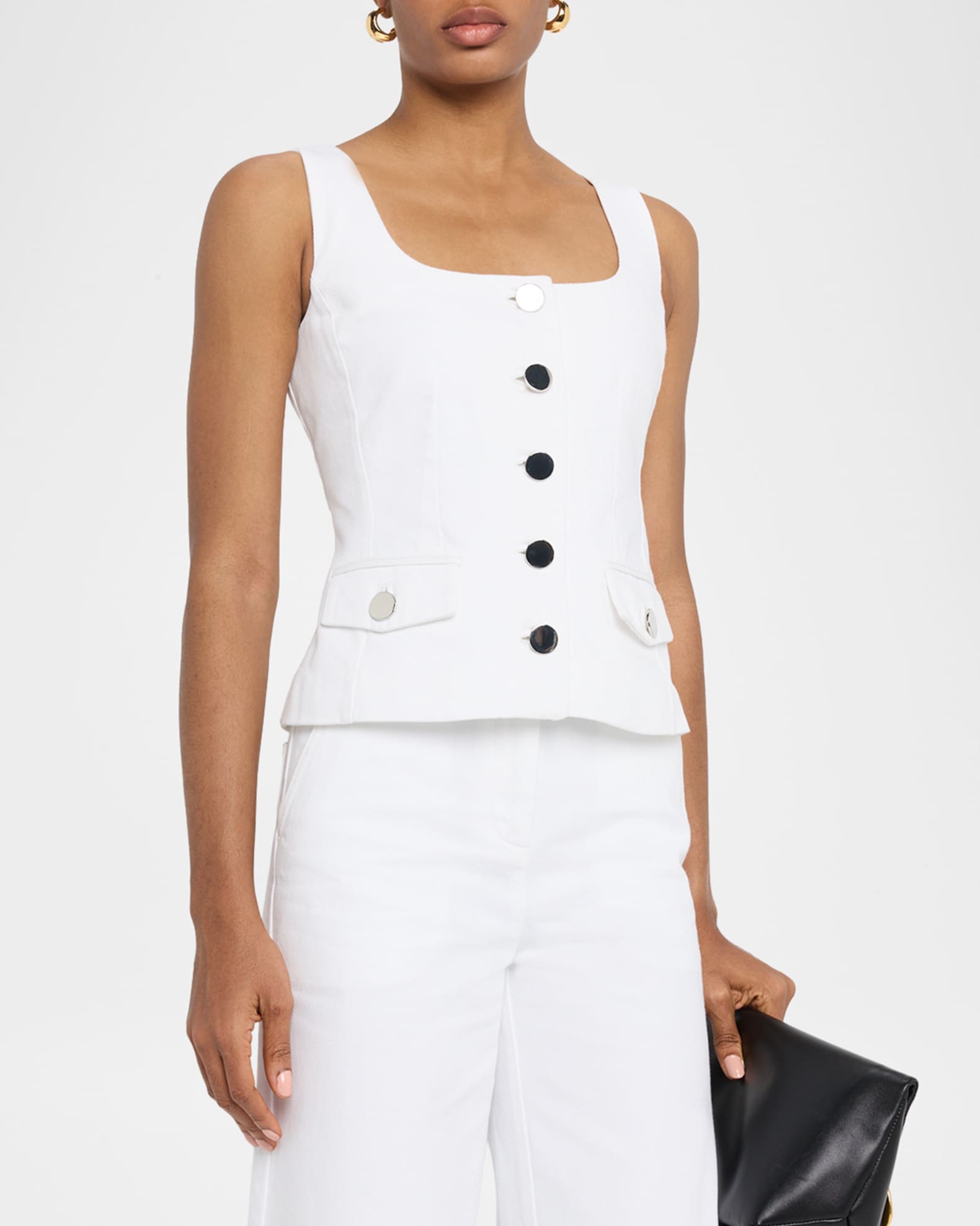 Toccin Georgia Scoop-Neck Denim Vest | Neiman Marcus