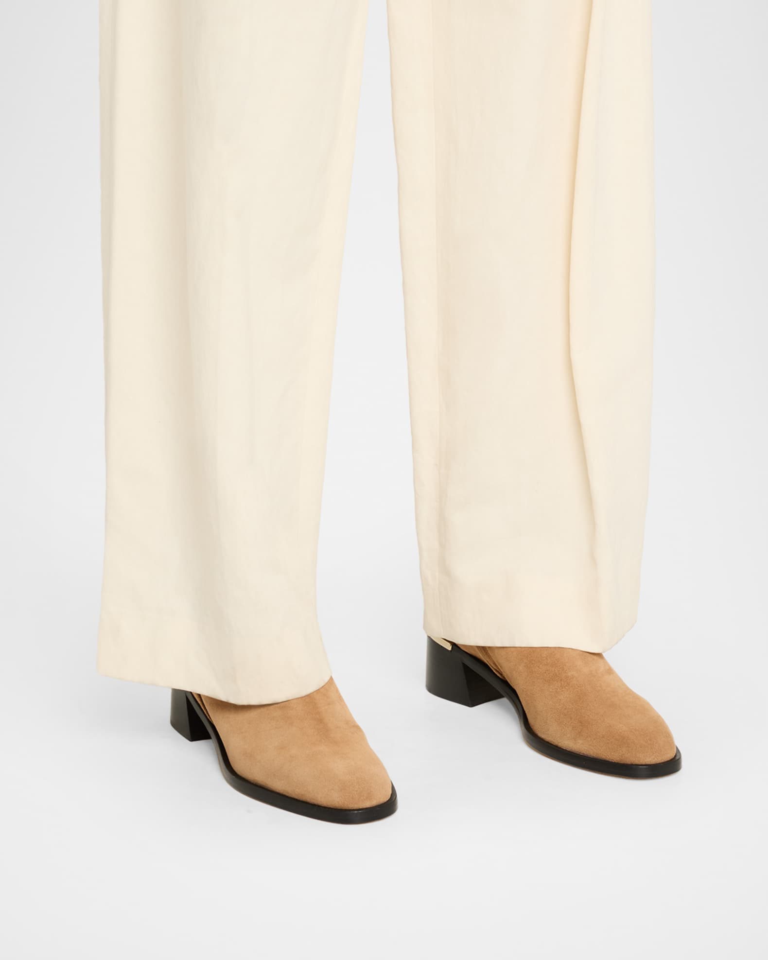 Noor 45 Suede Pearly-Button Ankle Booties 1