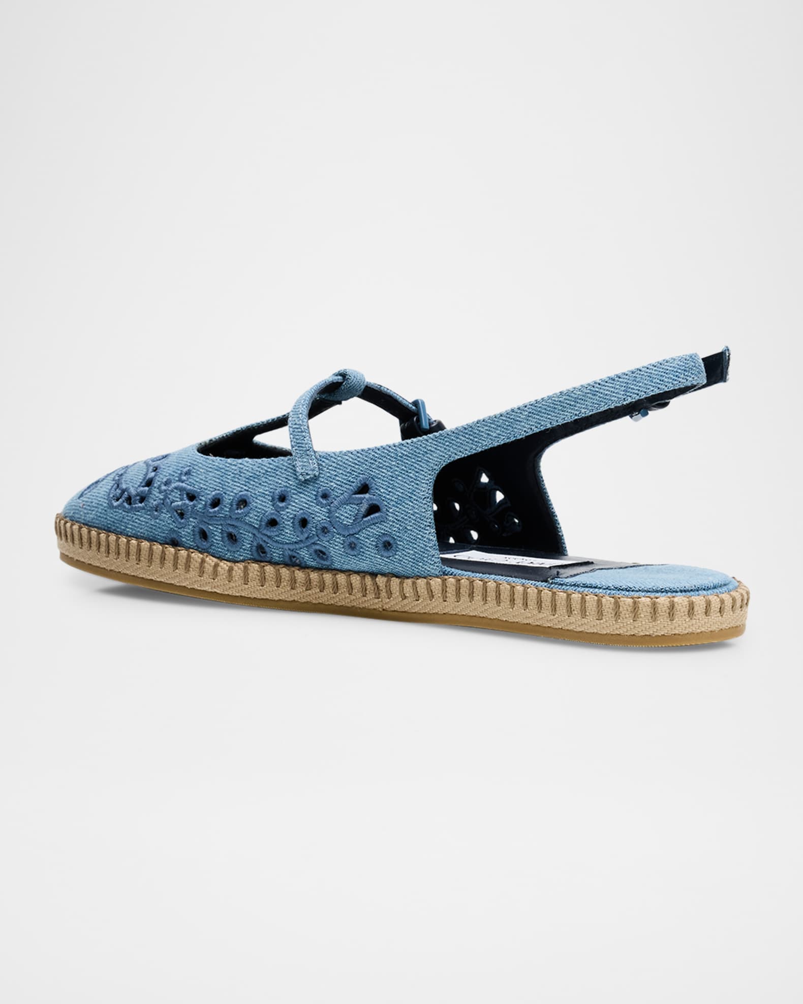 Amiee Denim Embroidered Espadrille Ballerina Flats 1