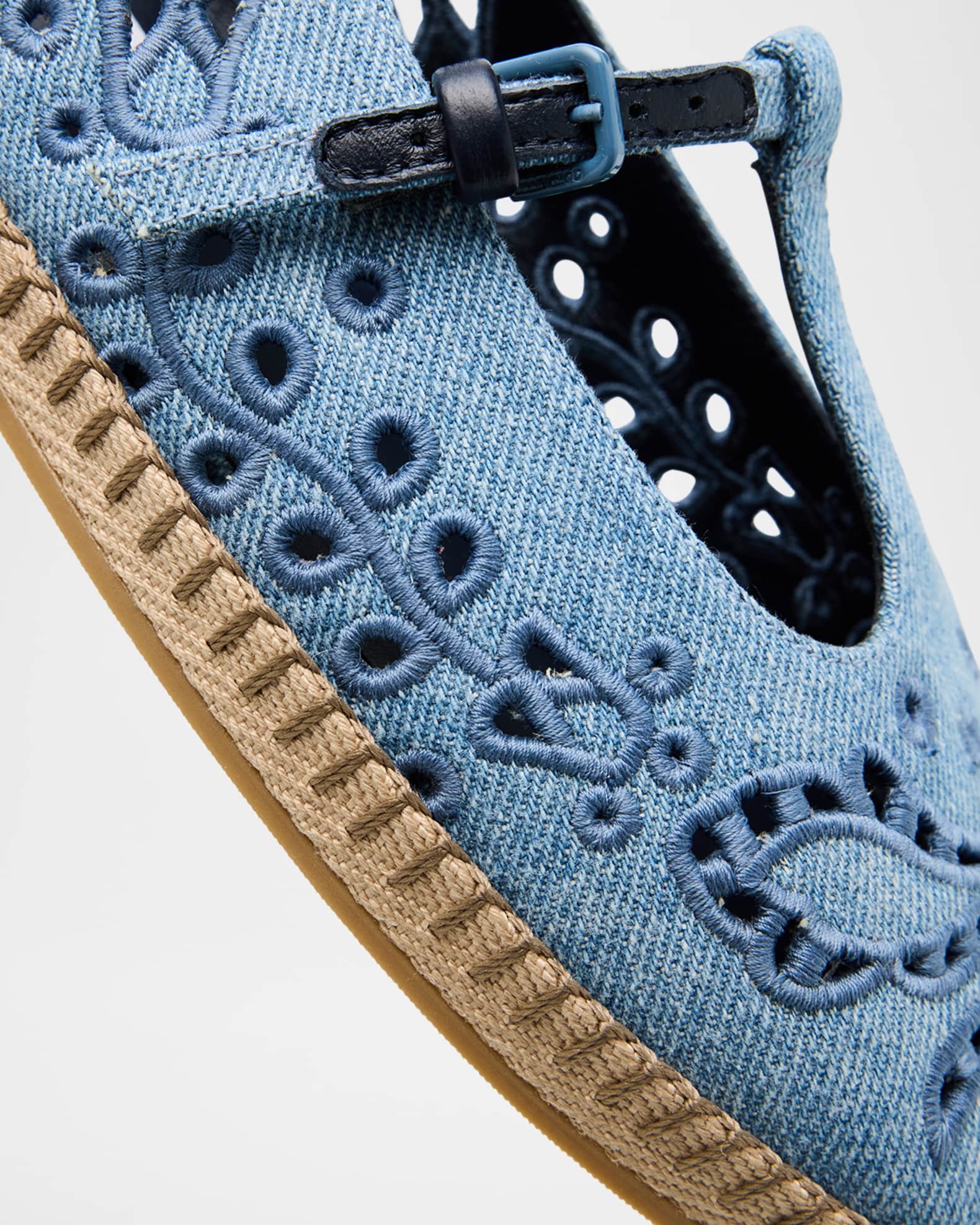 JIMMY CHOO デニムバレエシューズ Jimmy Choo Amiee Denim Embroidered Espadrille Ballerina