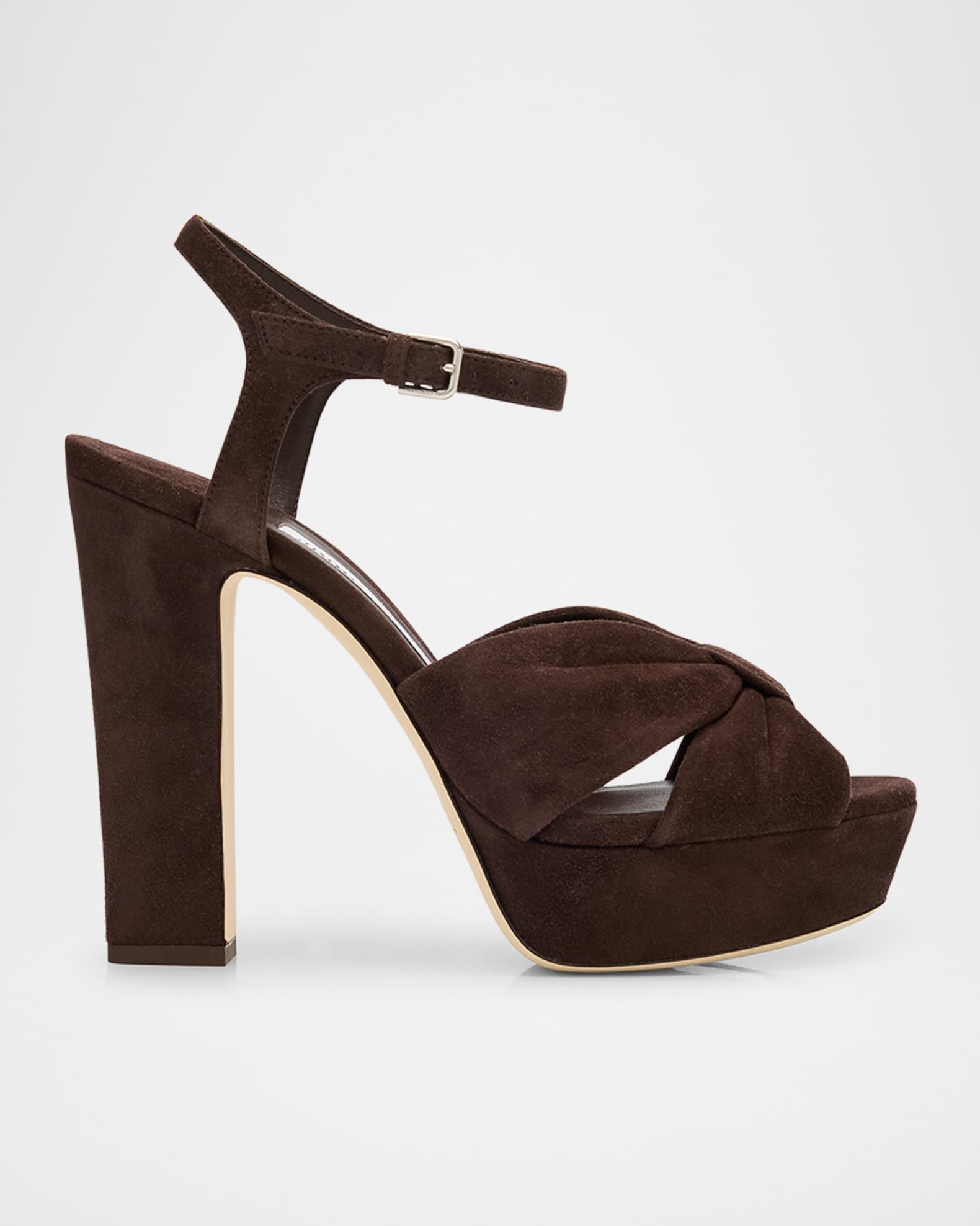 Jimmy Choo Heloise 120 Suede Ankle-Strap Platform Sandals