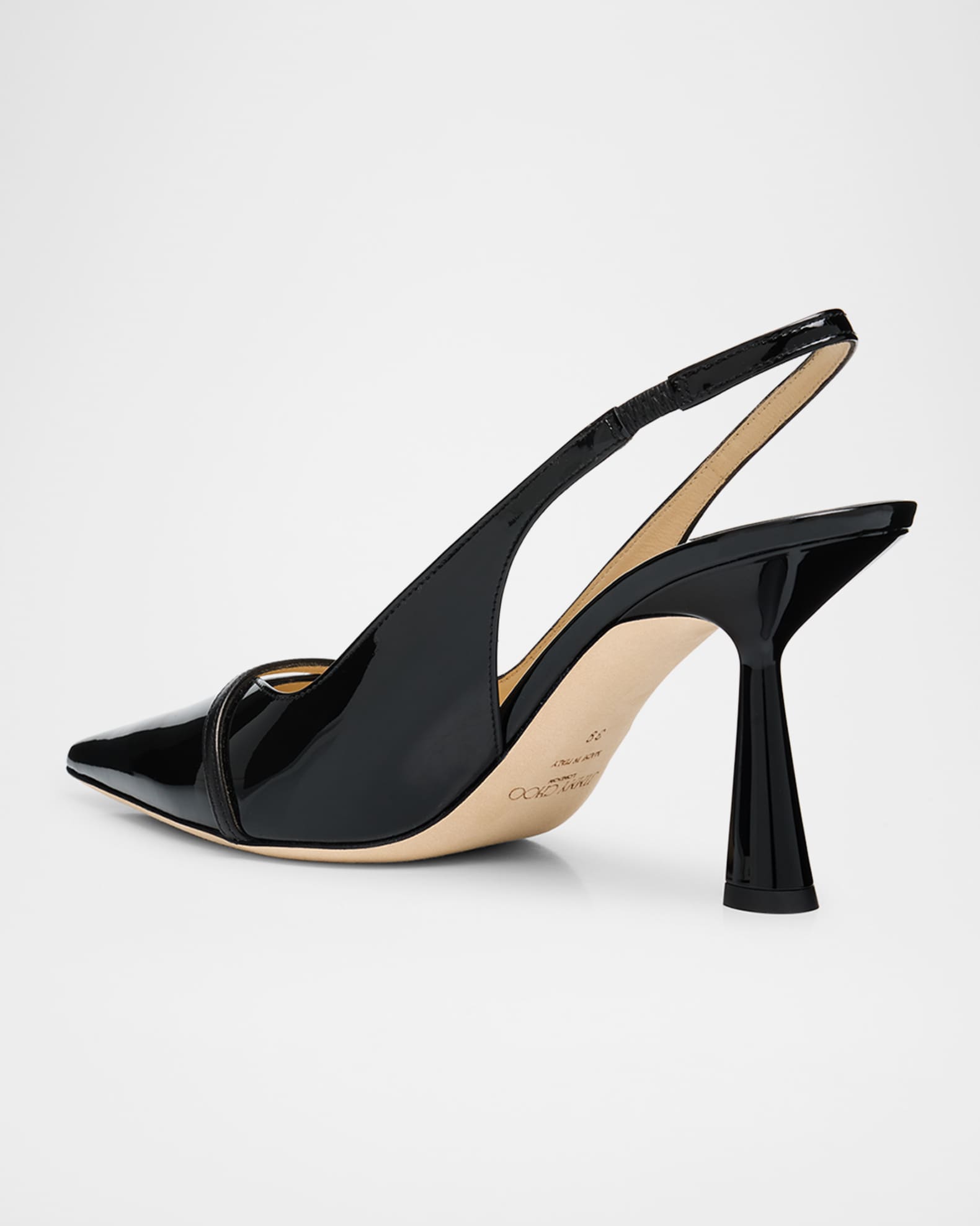 【Jimmy Choo】AMITA 85 SLINGBACK●AMITA85PTZBLACK Jimmy Choo Amita 85 Patent Nappa Leather Slingback Pumps
