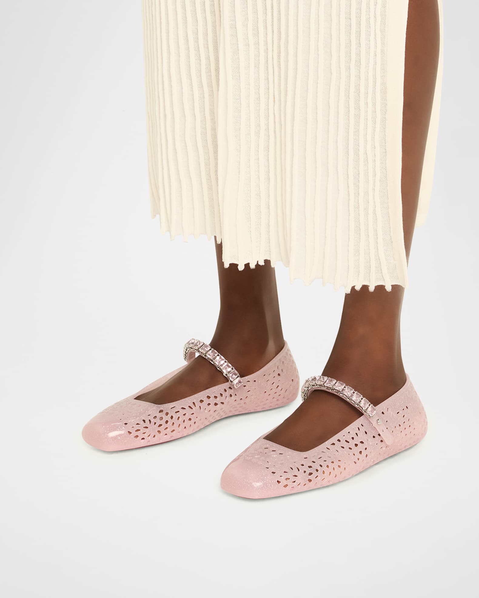Jimmy Choo The Jelly Glitter Crystal-Strap Ballerina Flats