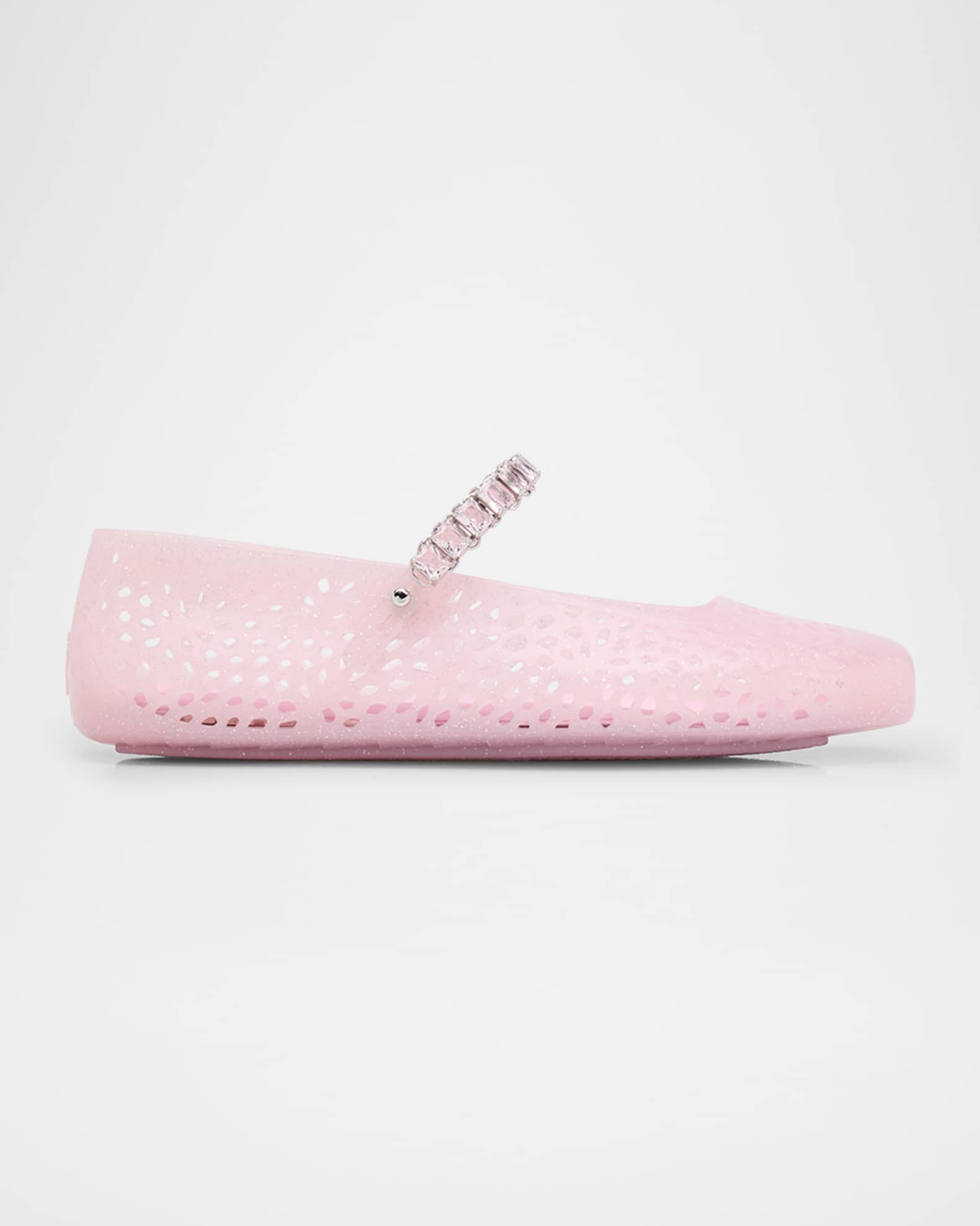 JIMMY CHOO The Jelly クリスタル付ジェリーバレリーナ フラット The Jelly |Black Jelly Ballerina Flats with Crystal