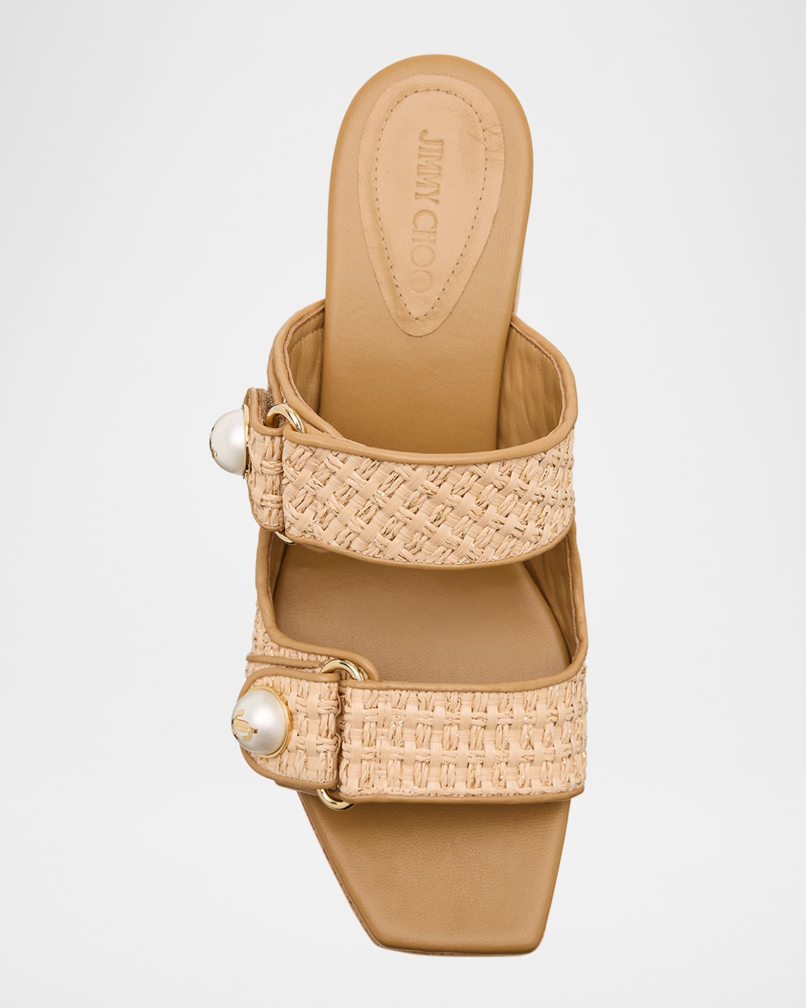 Jimmy Choo Fayence 95 Raffia Dual-Strap Platform Sandals