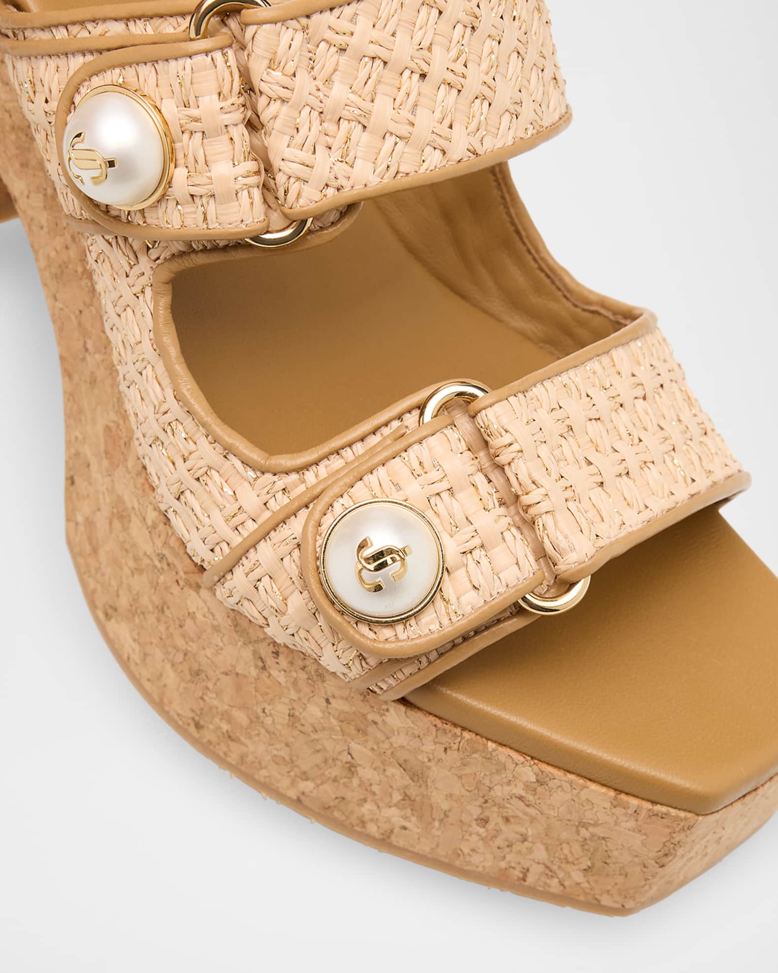 【JIMMY CHOO】Fayence 95 プラットフォームミュール Fayence 95 platform mules in neutrals - Jimmy Choo | Mytheresa