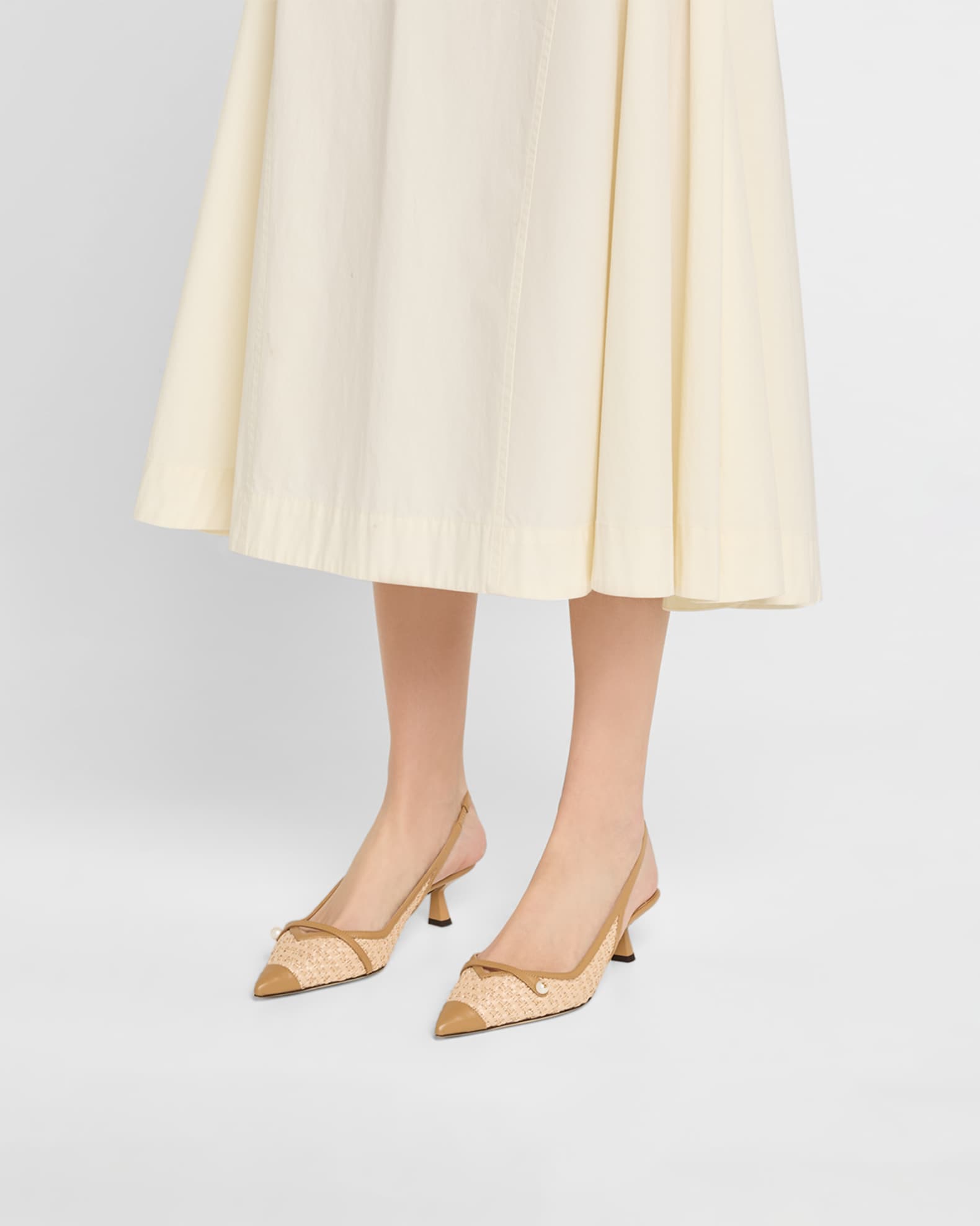 Amita 45 Raffia Slingback Pumps 1