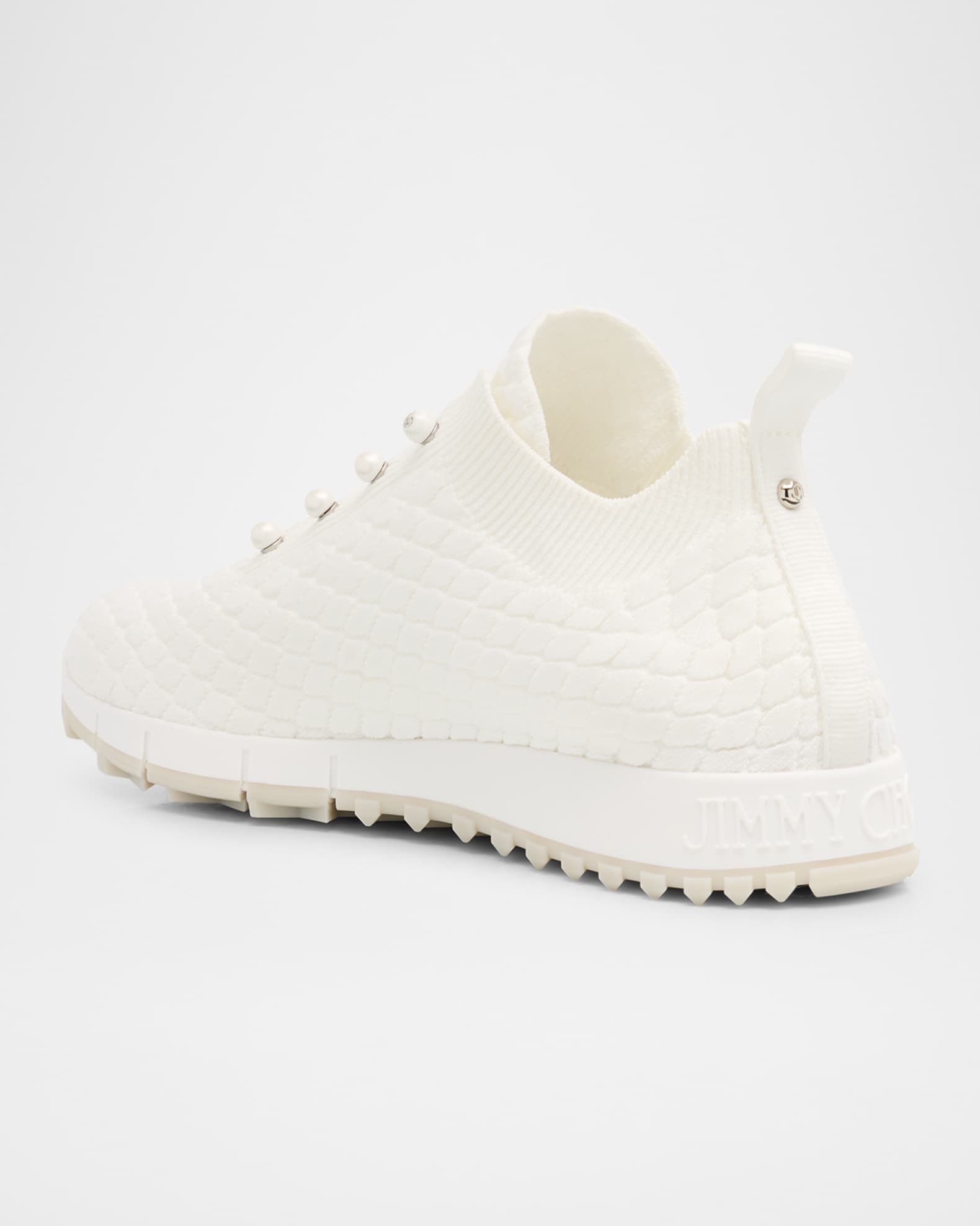Jimmy Choo Veles Cotton Knit Pearly Stud Sneakers | Neiman