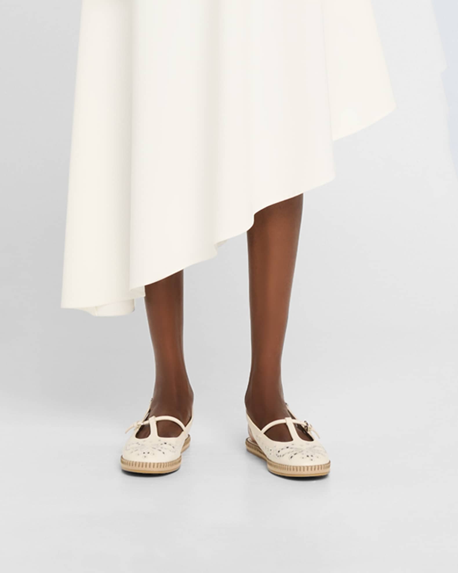 Amiee Leather Embroidered Espadrille Ballerina Flats 1