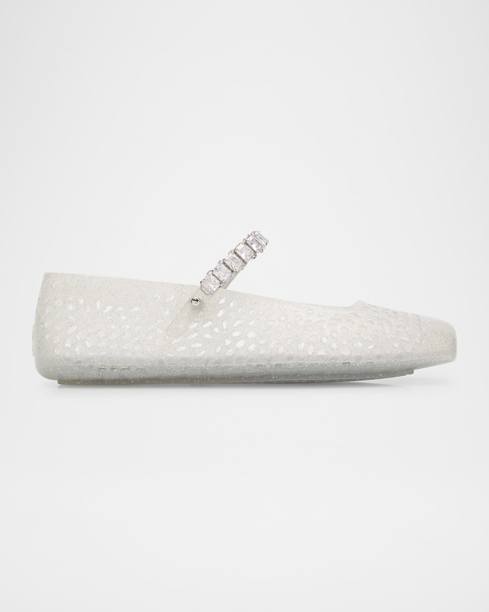 The Jelly Glitter Crystal-Strap Ballerina Flats 0