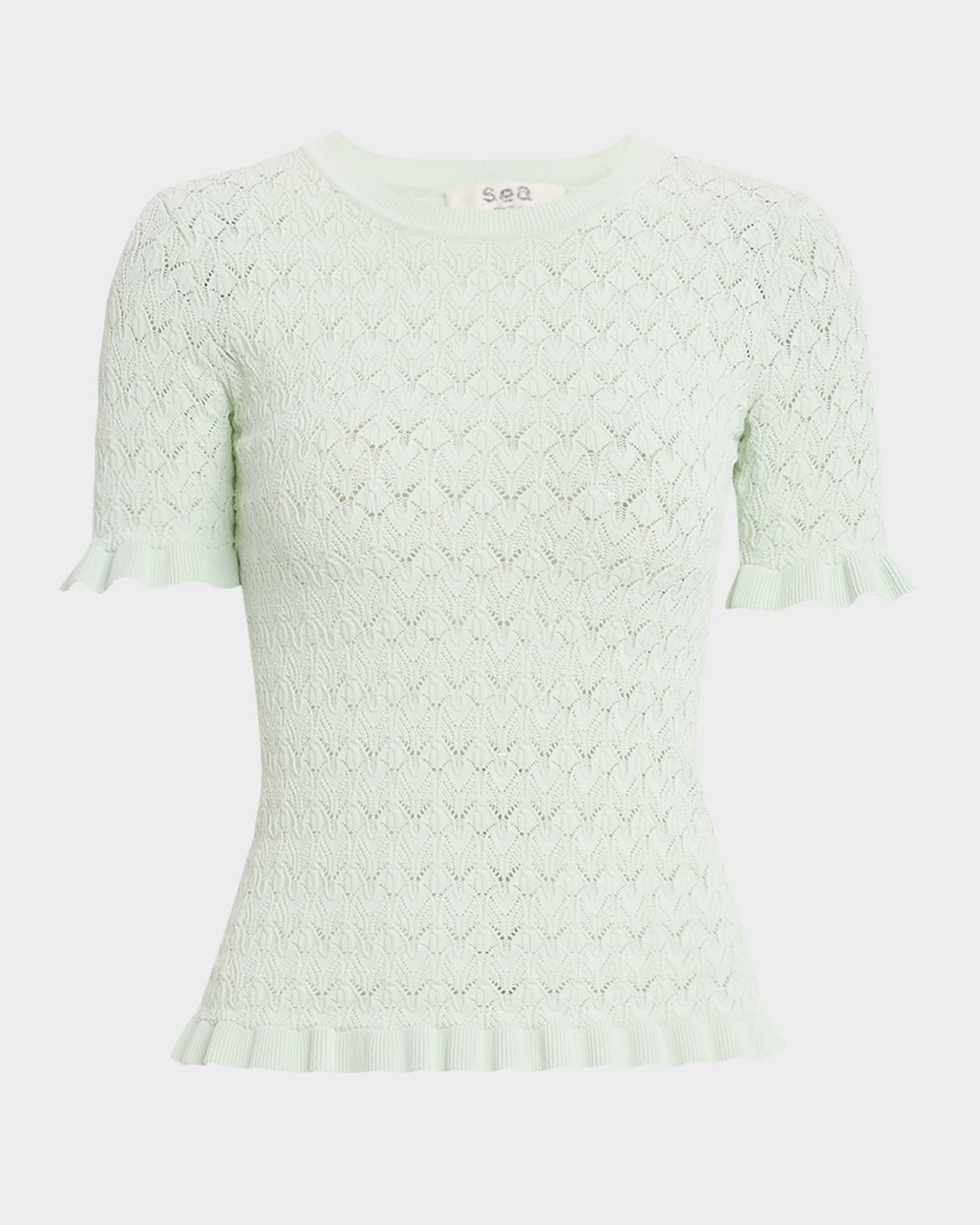 Rue Fine Knit Short-Sleeve Top  0