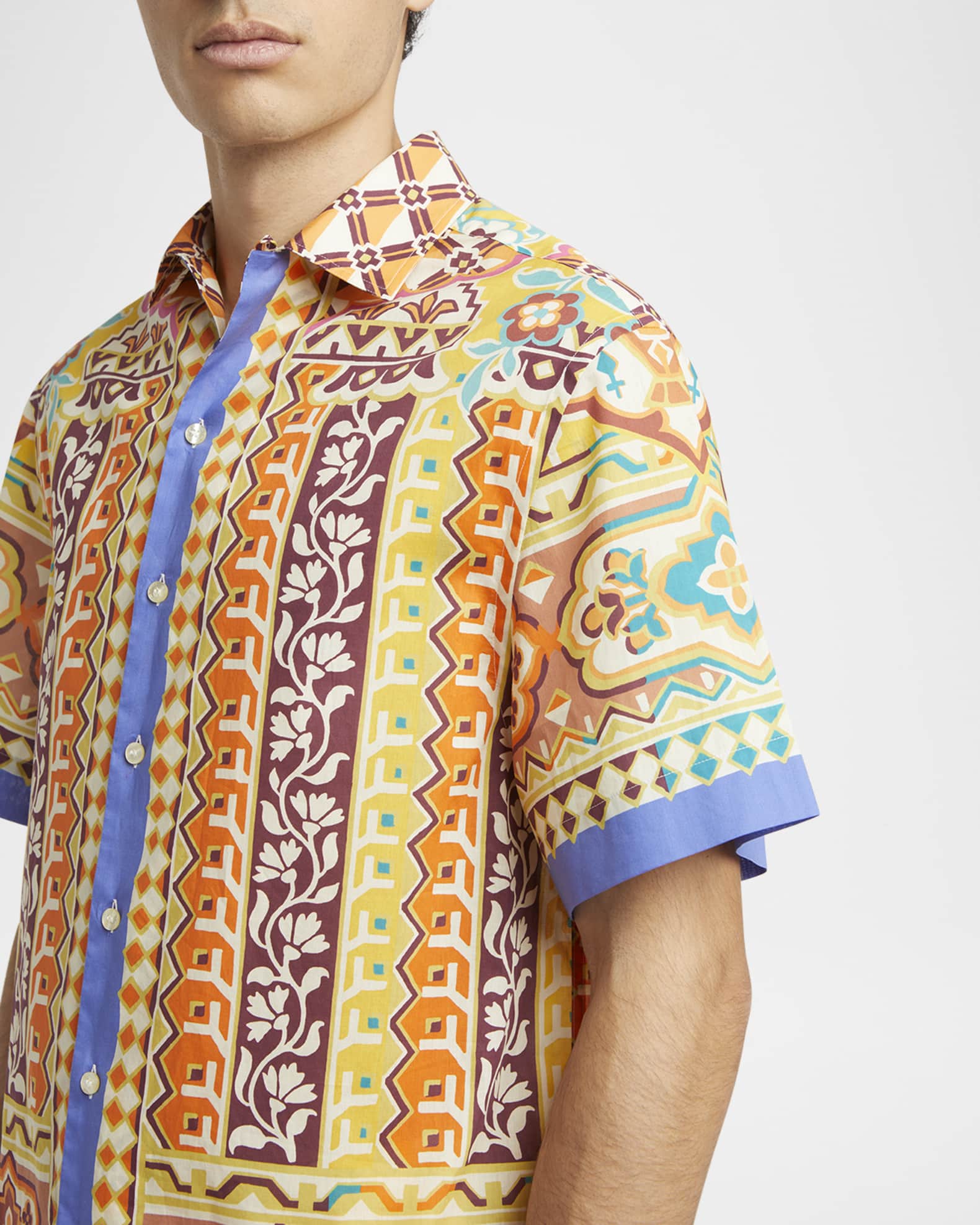 ETRO｜ (WATA0016AK678 X0803) Etro Men's Ornate Floral Short-Sleeve Shirt | Neiman Marcus
