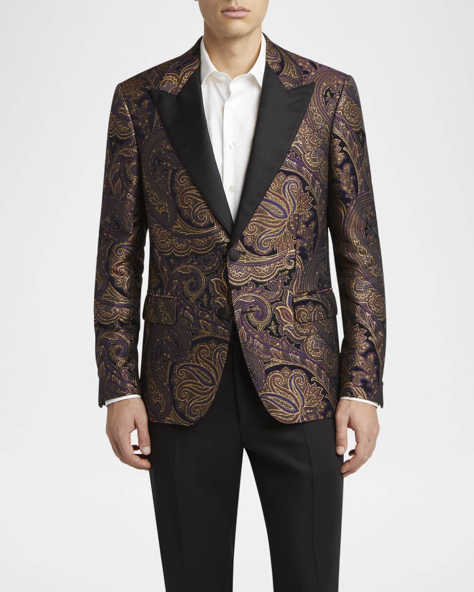 Etro Men's Ornate Jacquard Peak-Lapel Evening Jacket | Neiman Marcus
