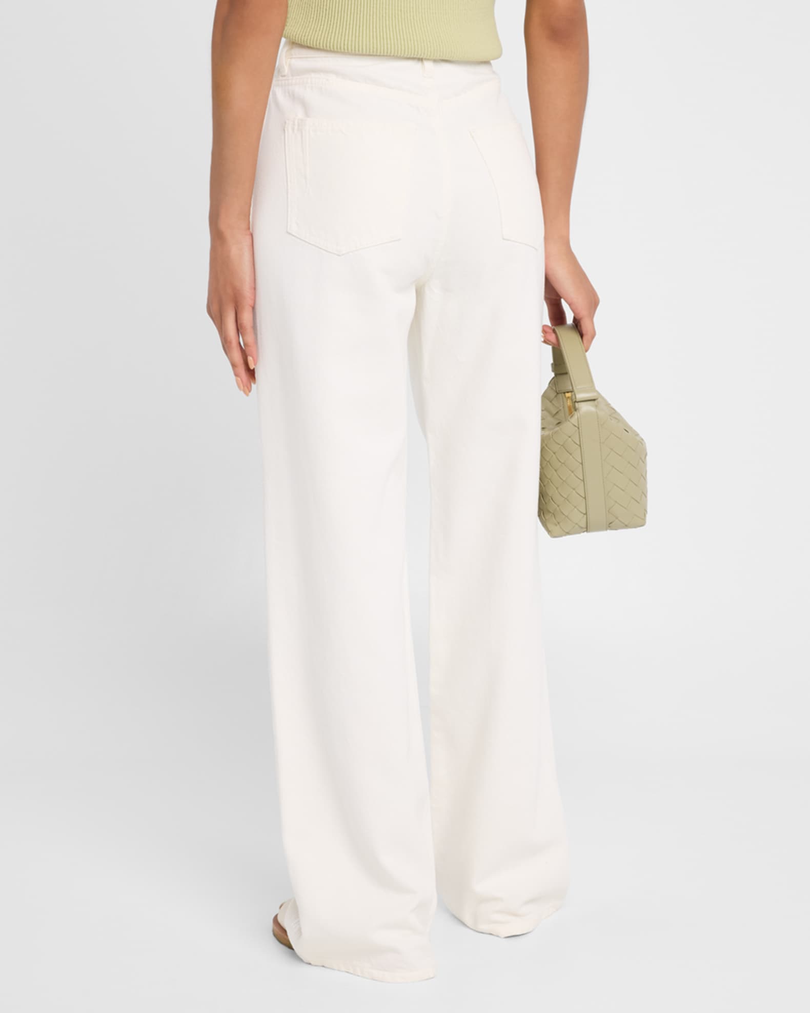 Dunn Drawstring Wide-Leg Jeans with Crochet Trim