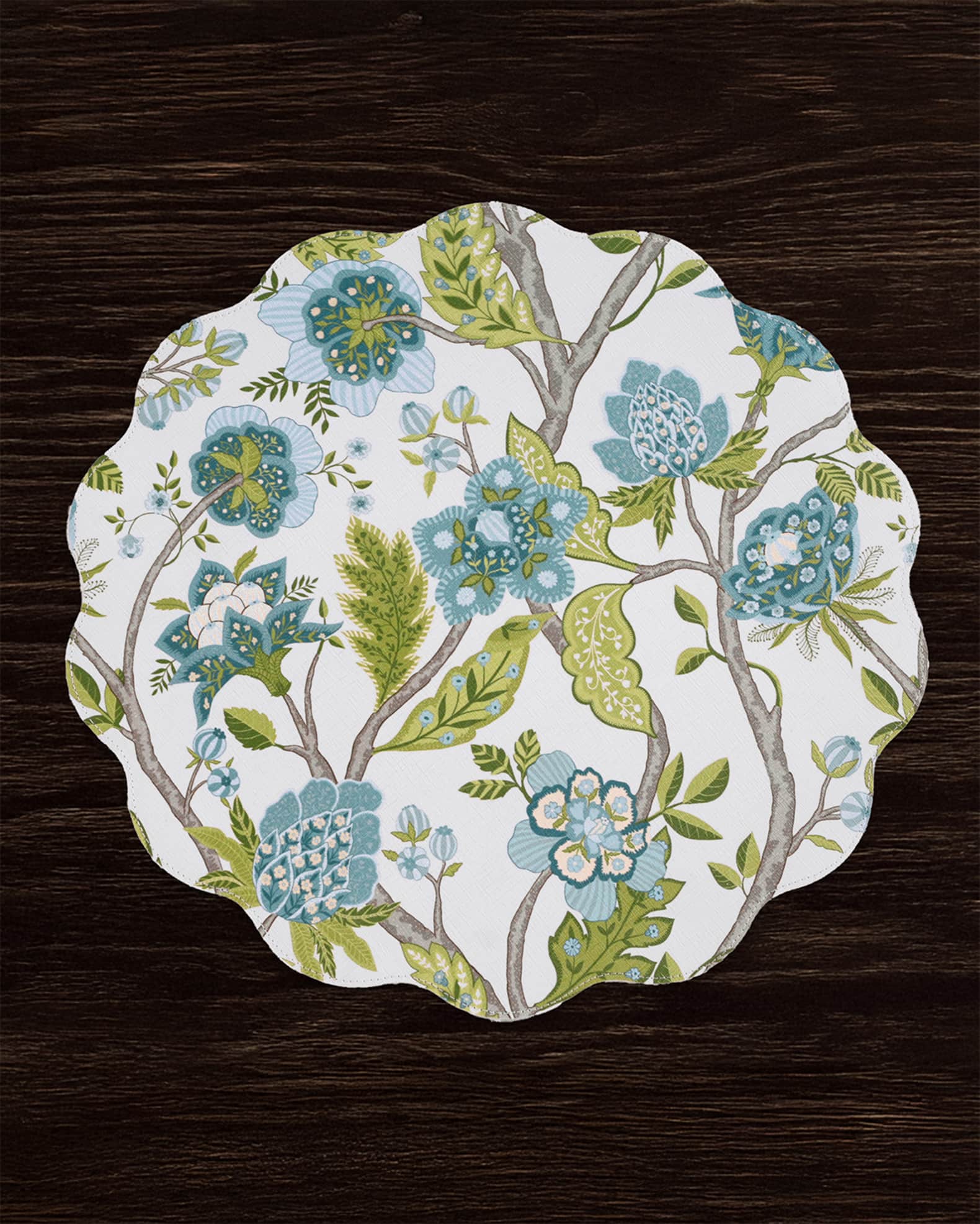 VIDA Blooms & Branches Reversible Round Placemats, Set of 4 1