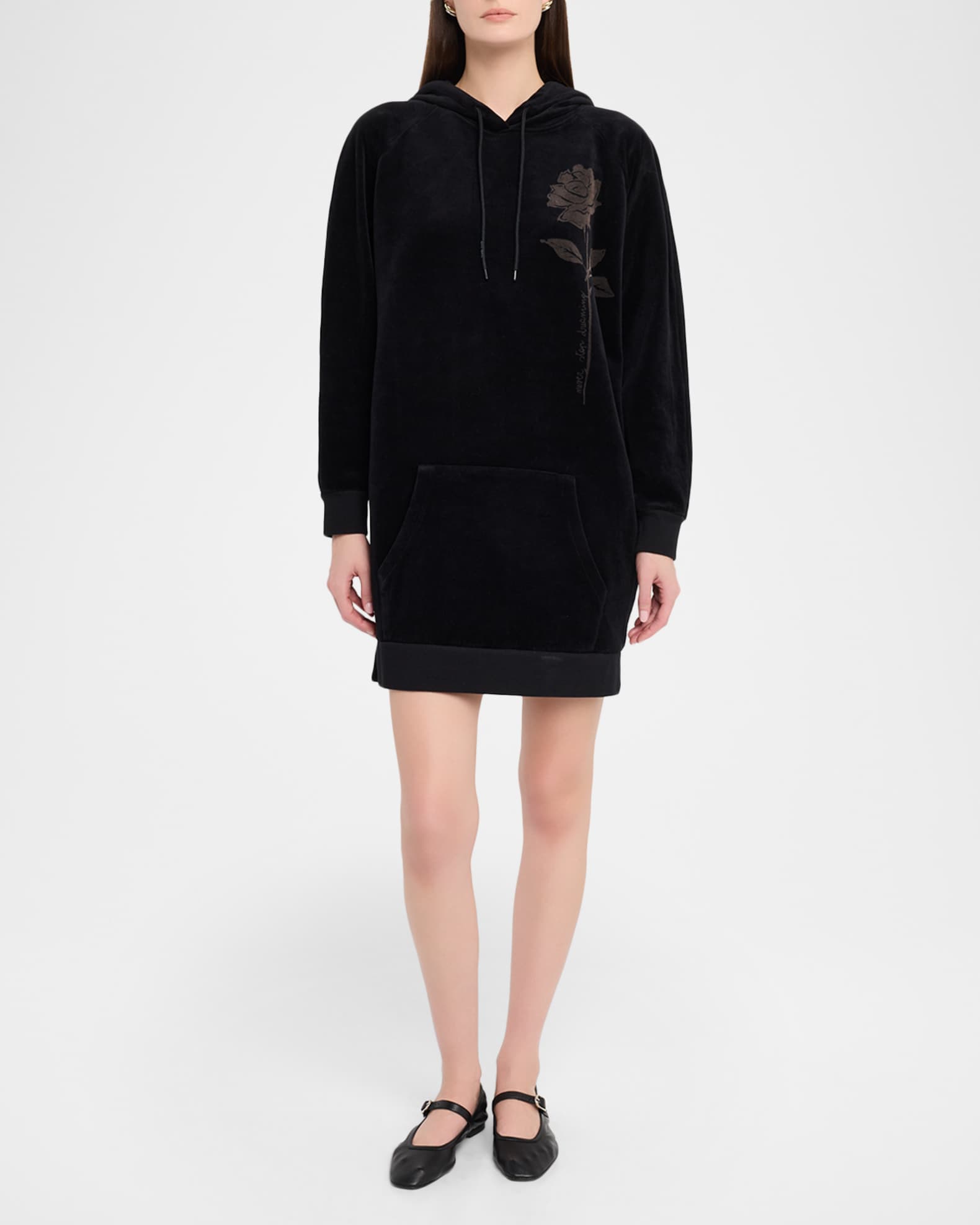 Golden Goose Women's Journey Velvet Hoodie Minidress - Black - Size XXS