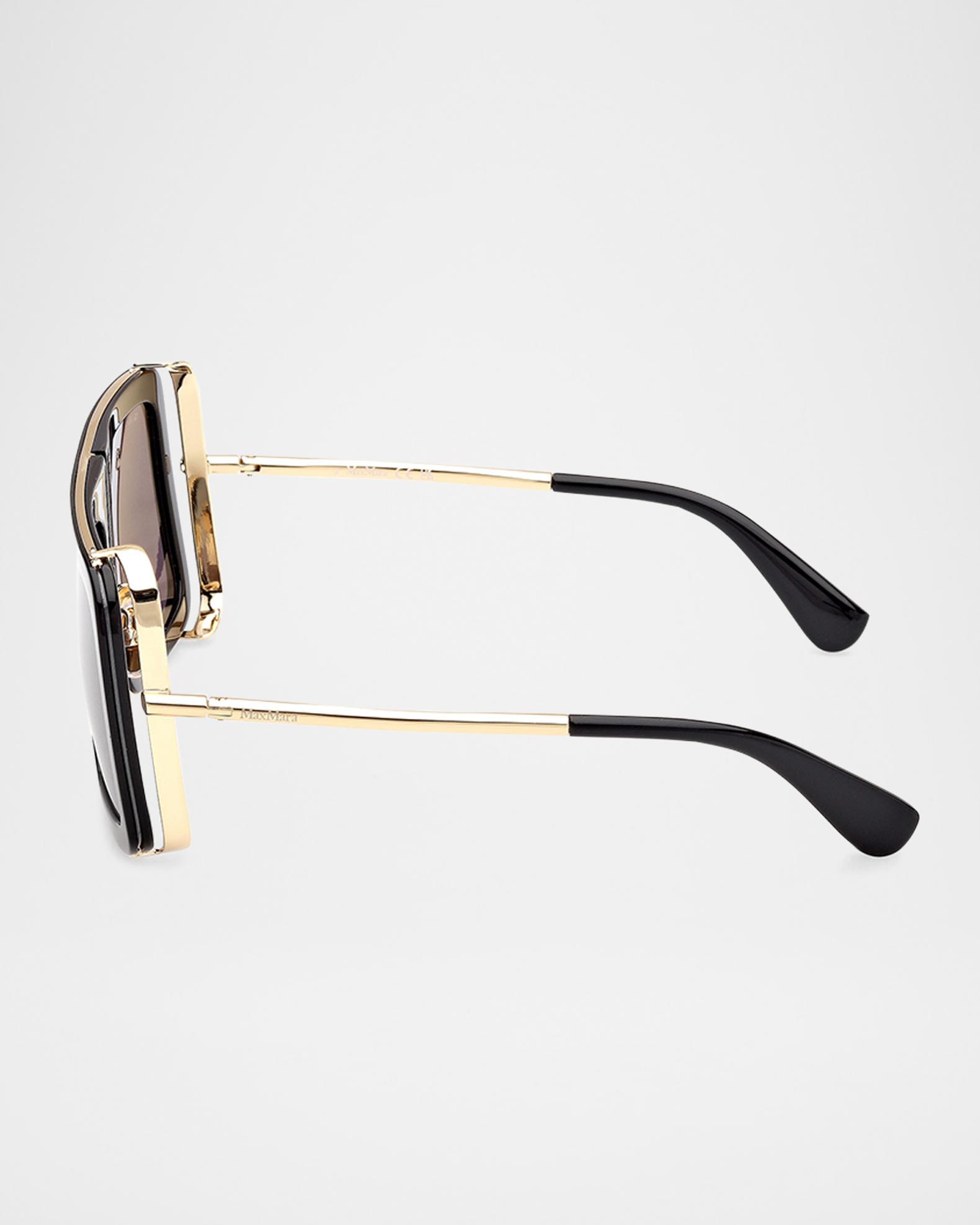 MaxMara Black Rimless Square Sunglasses with Gold Accents Max Mara Jean Acetate Rectangular Sunglasses | Neiman Marcus main image 4