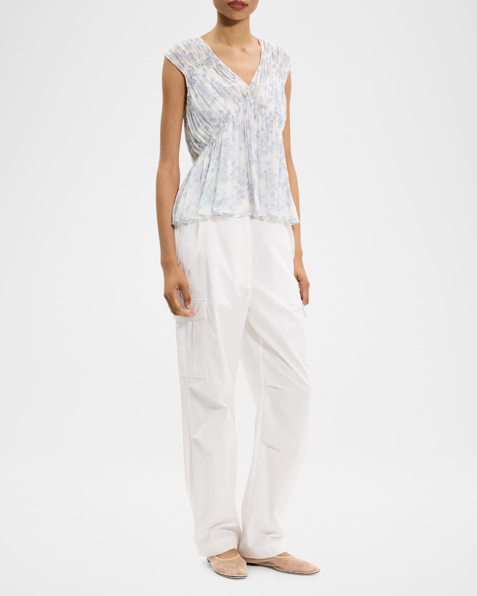 Sleeveless Ruched V-Neck Top 1