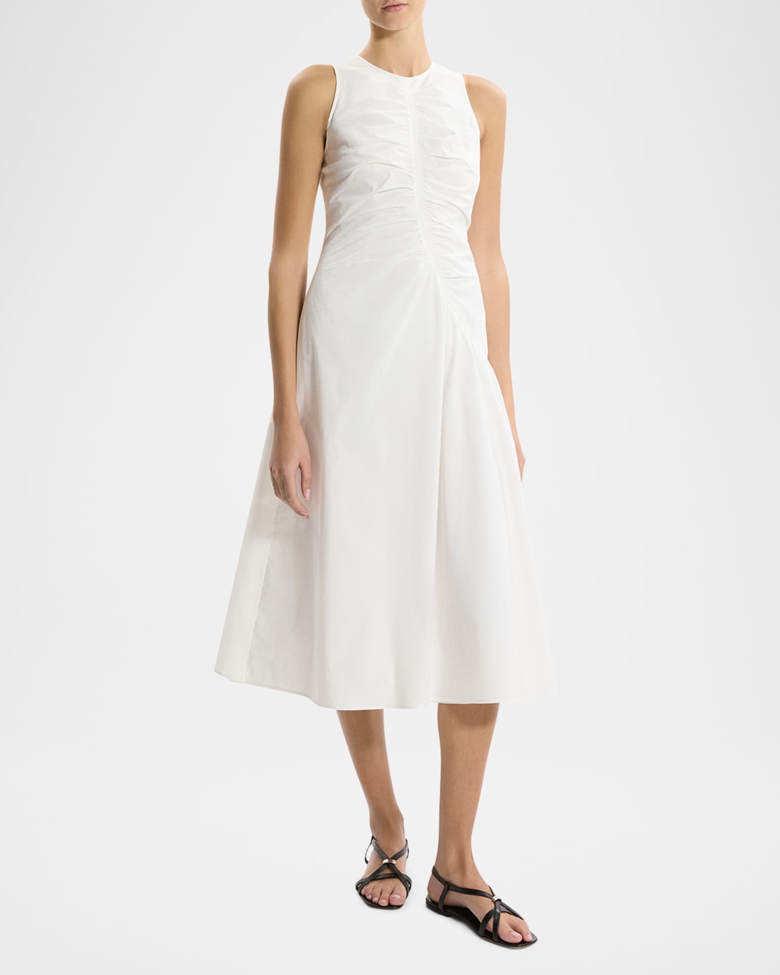 side slit maxi dress Black Side Ruched Maxi Dress With Slit main image 1