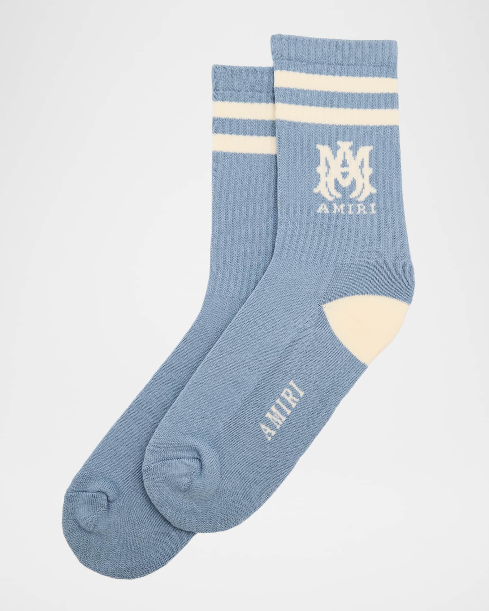 Amiri Men's MA Double-Stripe Ribbed Crew Socks | Neiman Marcus