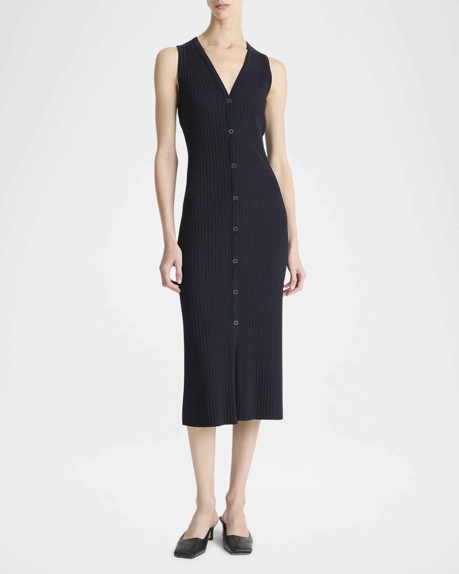 nb button front rib dress Wholesale BOAT NECK FRONT BUTTON DETAIL MIDI DRESS for your store