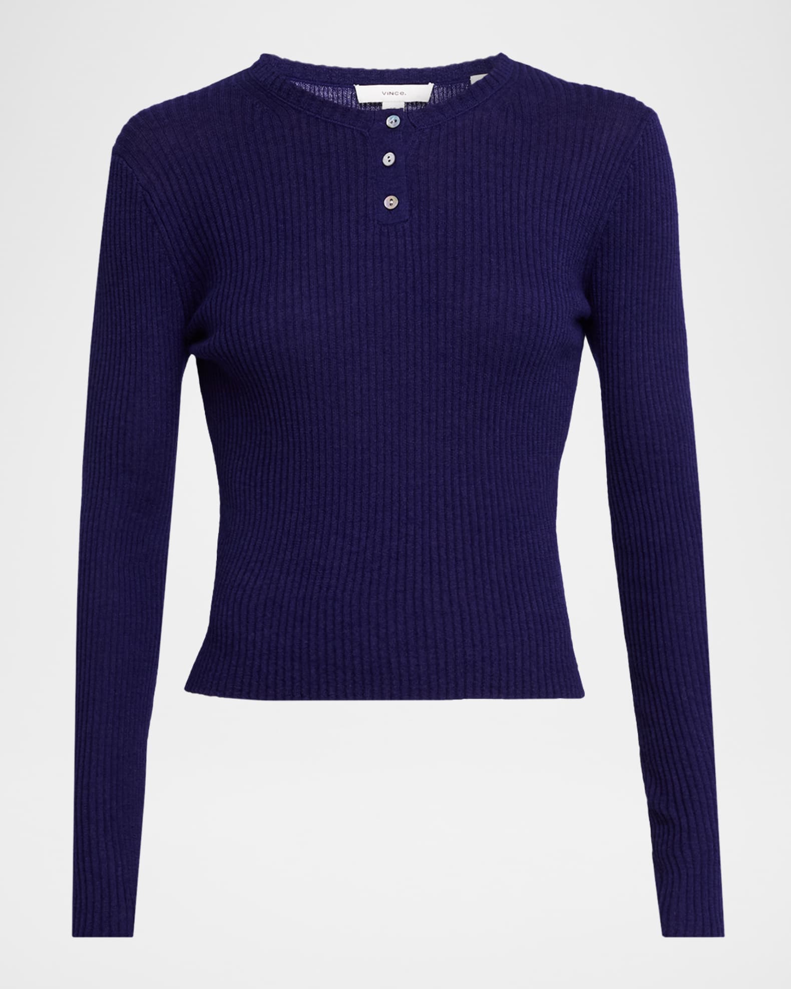 Vince Ribbed Long-Sleeve Henley | Neiman Marcus