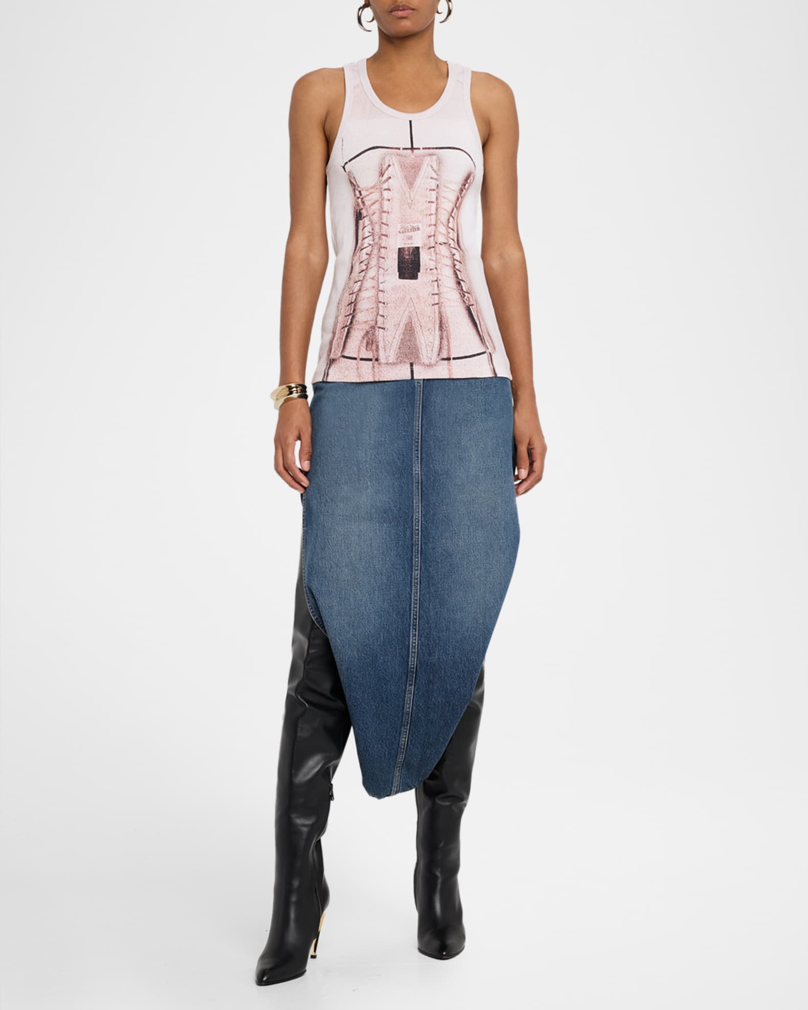 Denim Skirt with Internal Belt 1