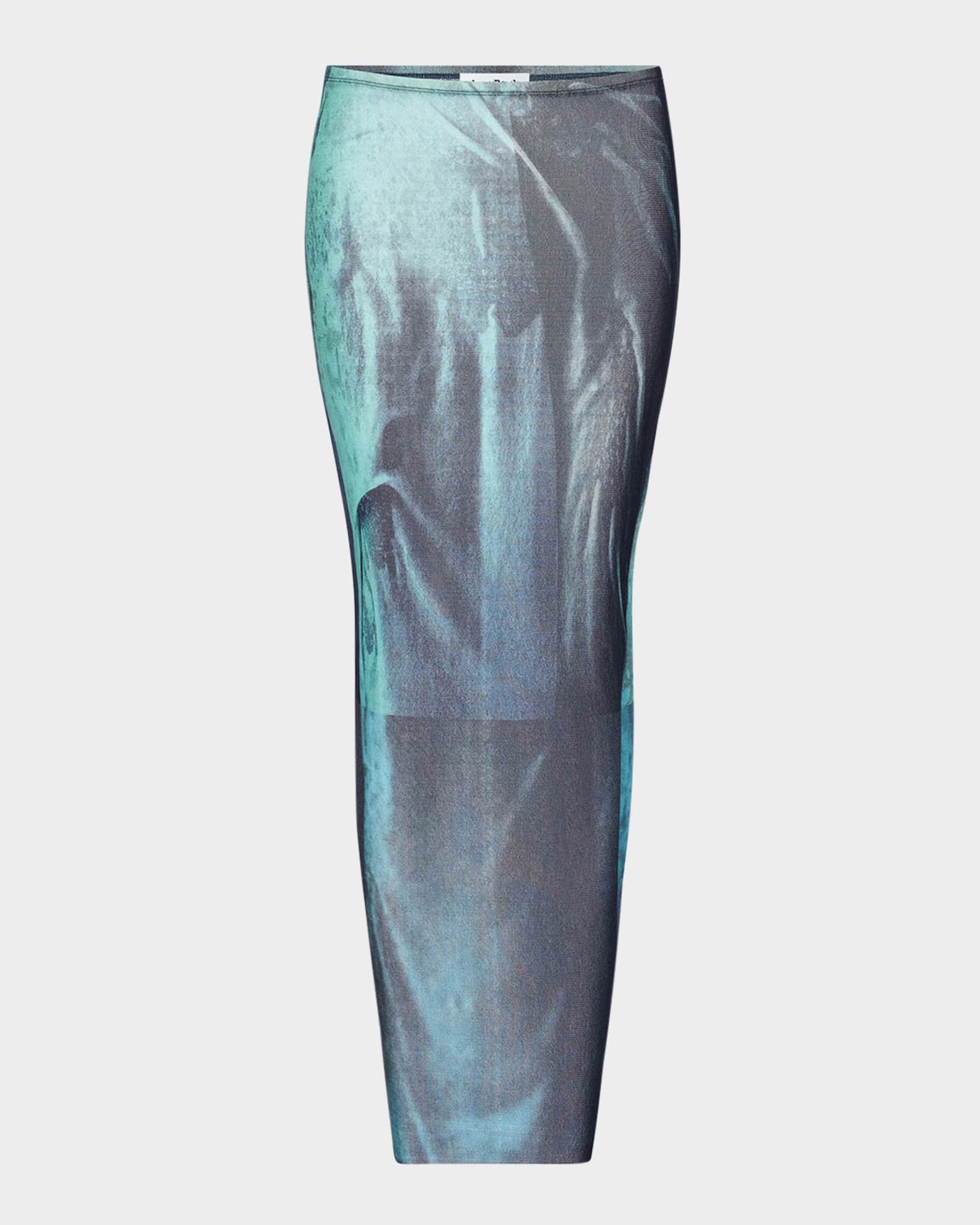 Water-Print Mesh Maxi Skirt 0