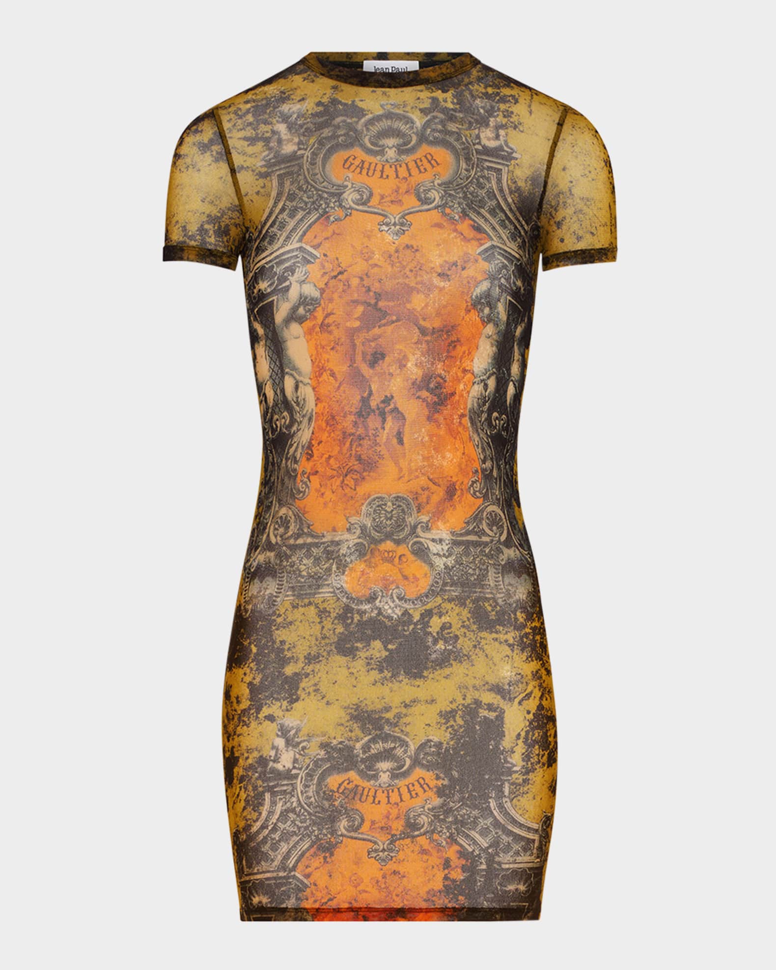 VIP【関税送料無料】希少 Jean Paul Gaultier Medaillon Dress Jean Paul Gaultier Medallion-Printed Mesh Short-Sleeve Mini