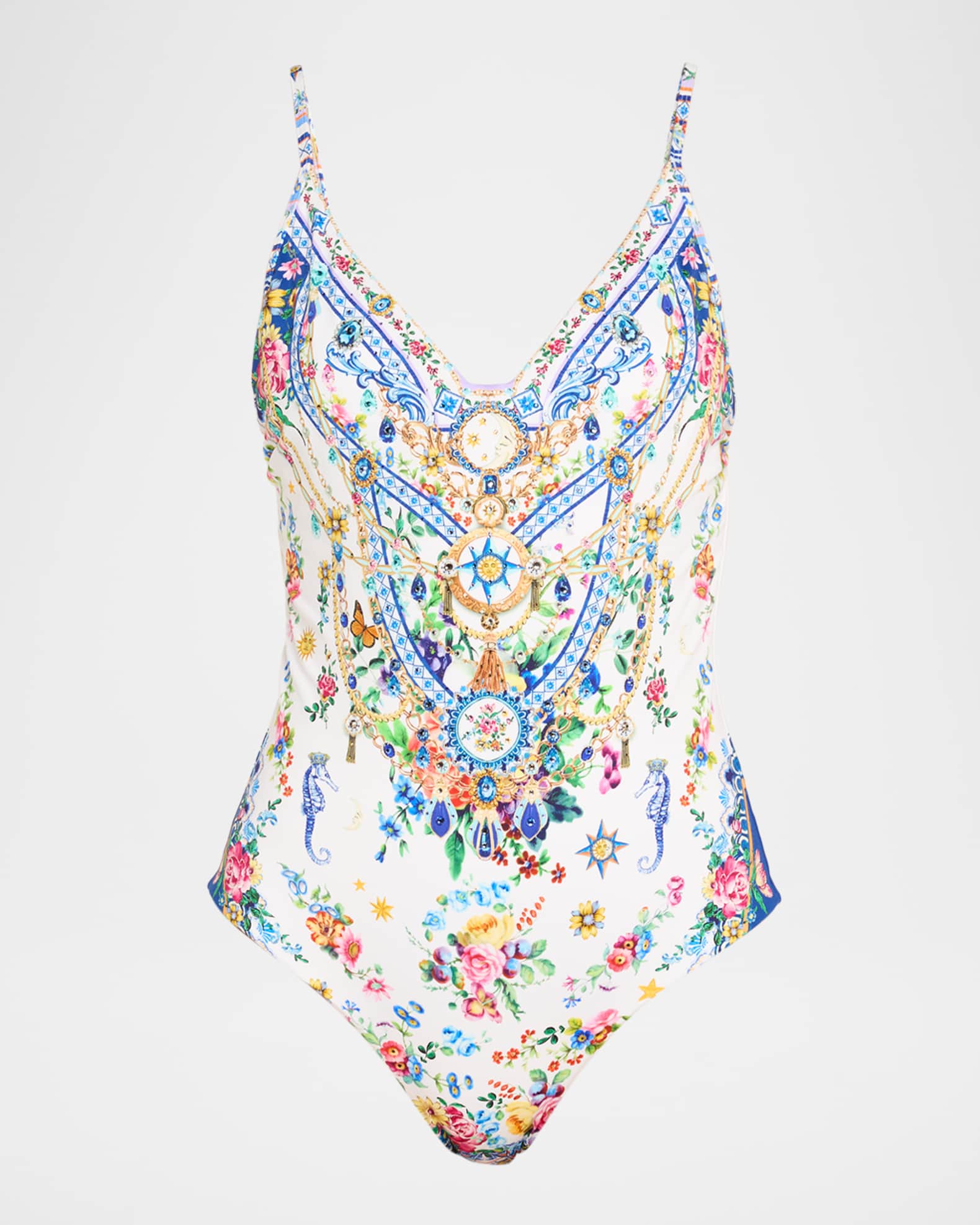 Tiles Darls Wired V-Neck One-Piece Swimsuit