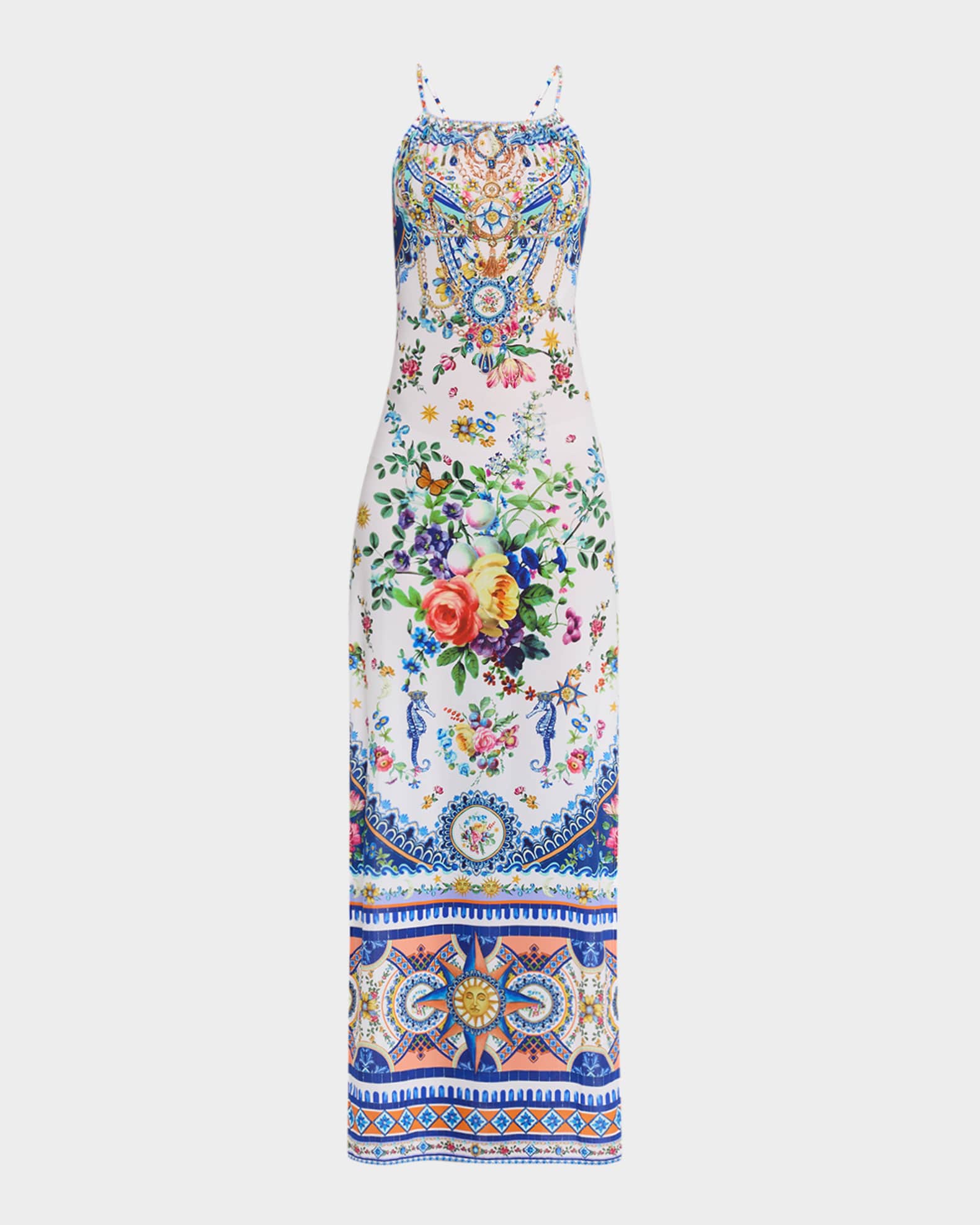 Tiles Darls High-Neck Maxi Dress 0