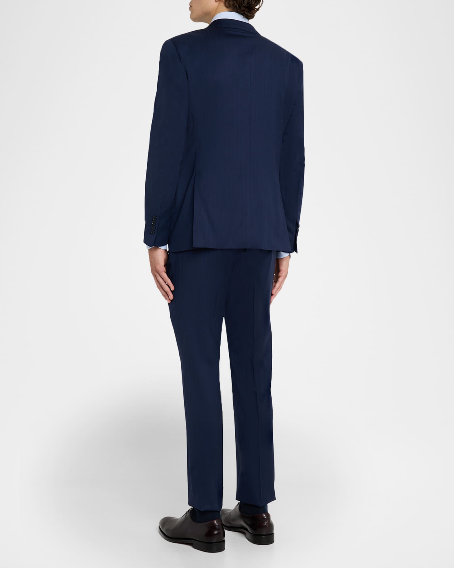 Emporio Armani Men's 130s Wool Micro-Herringbone Peak Lapel G Line