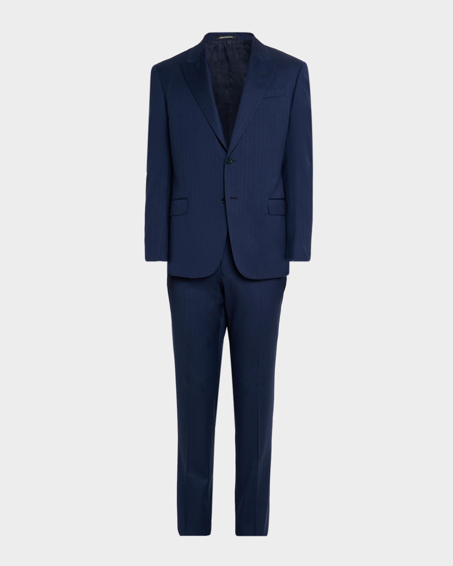 Emporio Armani Men's 130s Wool Micro-Herringbone Peak Lapel G Line