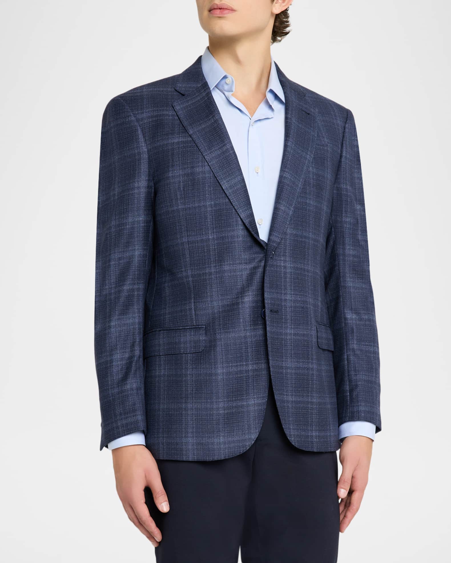 Emporio Armani Men's Wool and Viscose Tonal Plaid Sport Coat
