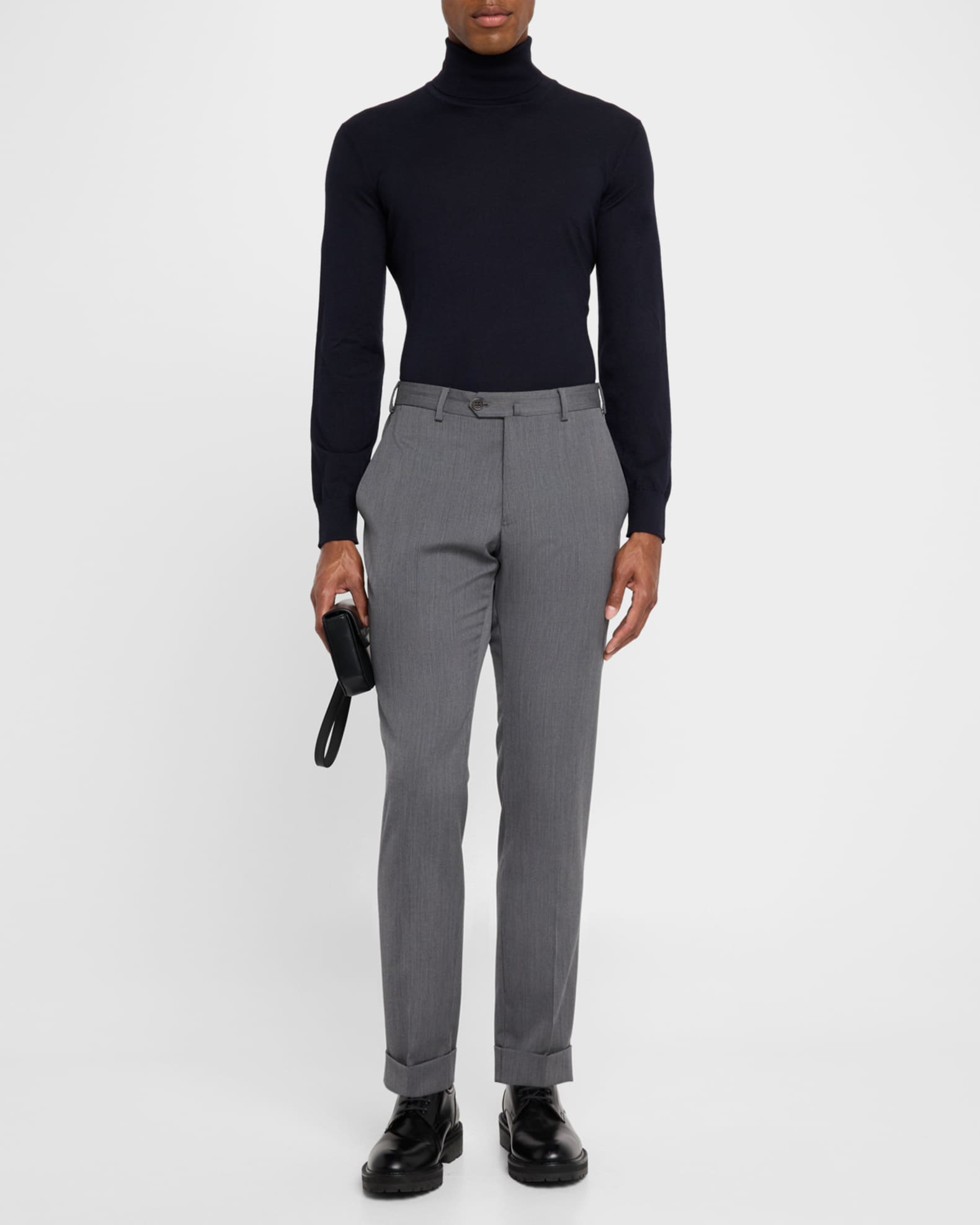 Men's Wool Tonal Stripe Trousers 1