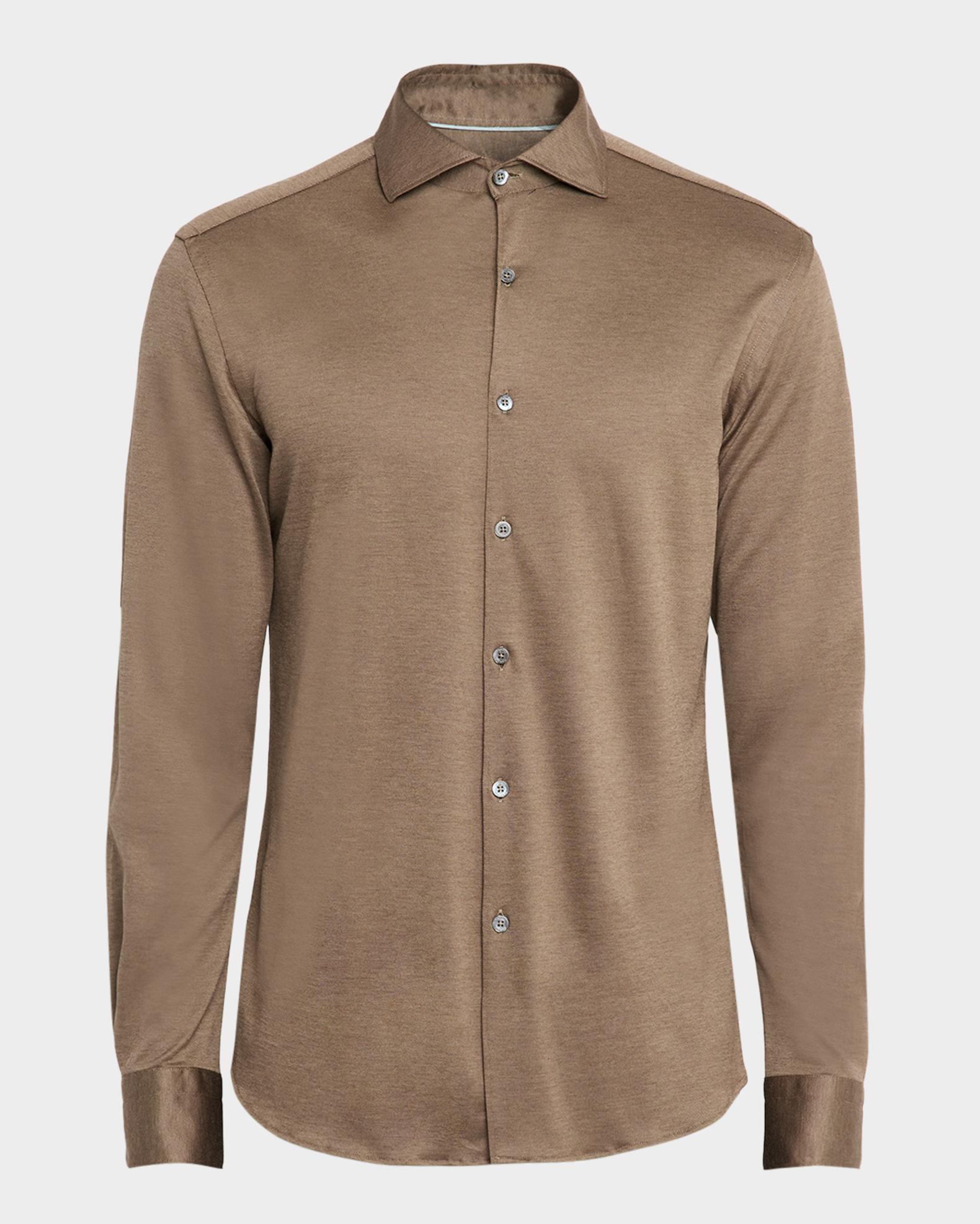 canali slim fit dress shirt Lilac garment-dyed linen regular-fit shirt with narrow pointed collar