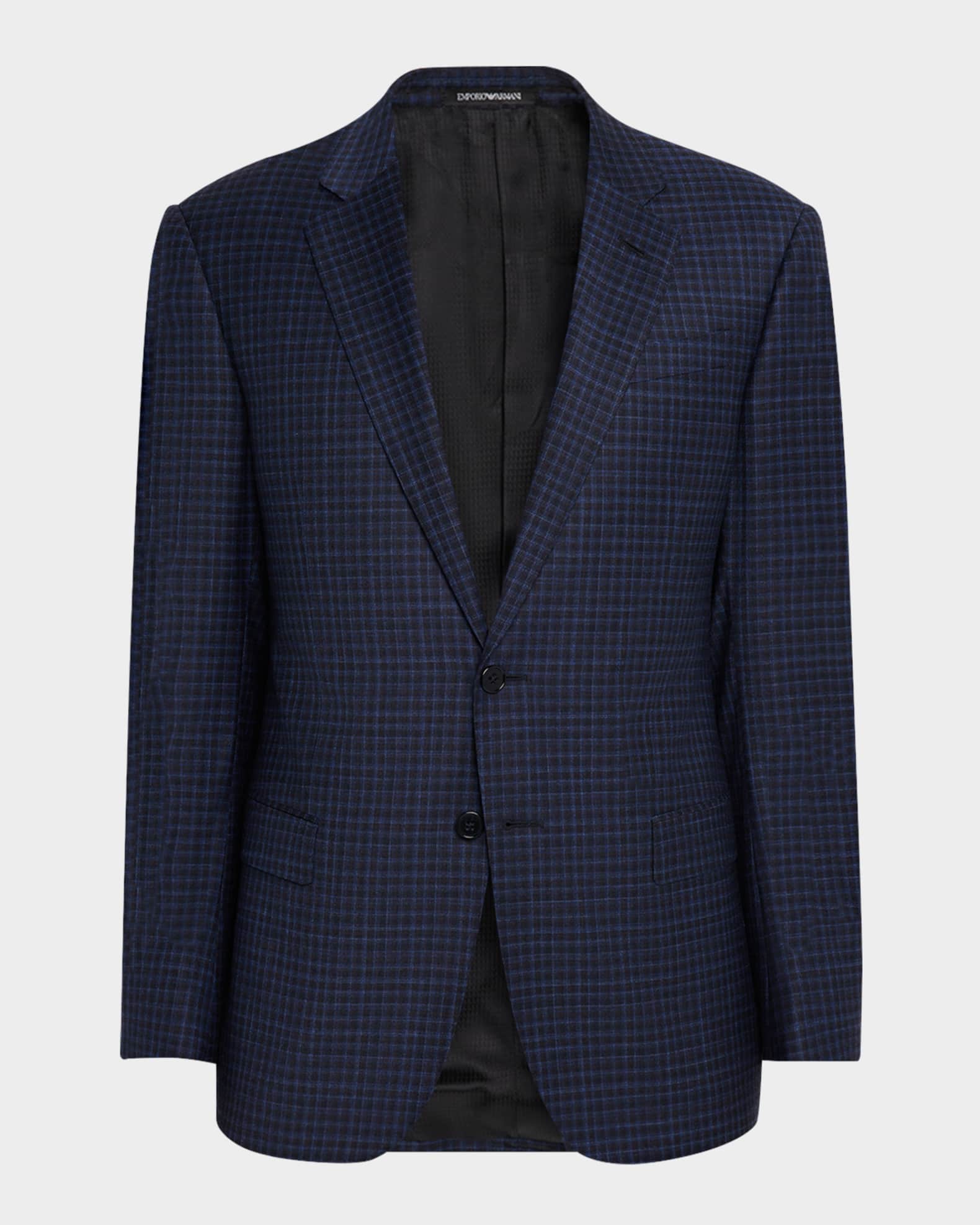 EMPORIO ARMANI G LINE ネイビーストライプジャケット Emporio Armani Men's Wool Stretch Plaid G Line Sport Coat | Neiman