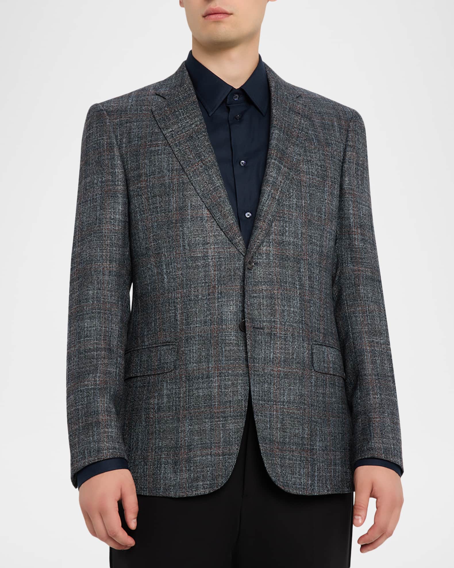 Emporio Armani Men's G Line Blurred Plaid Wool Sports Jacket