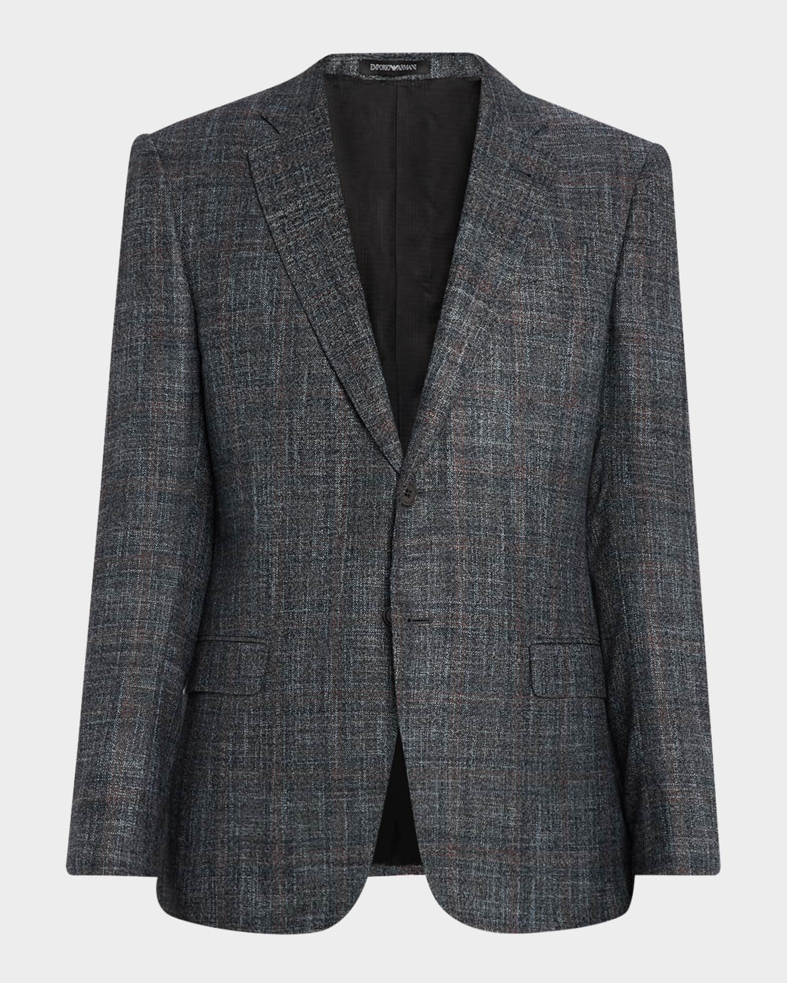 Emporio Armani Men's G Line Blurred Plaid Wool Sports Jacket